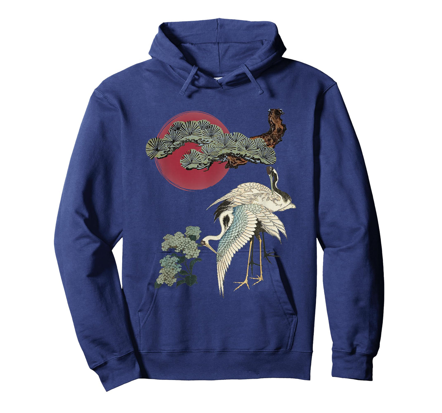 Japanese Crane and Pine Tree Art Elegant Traditional Design T-Shirt