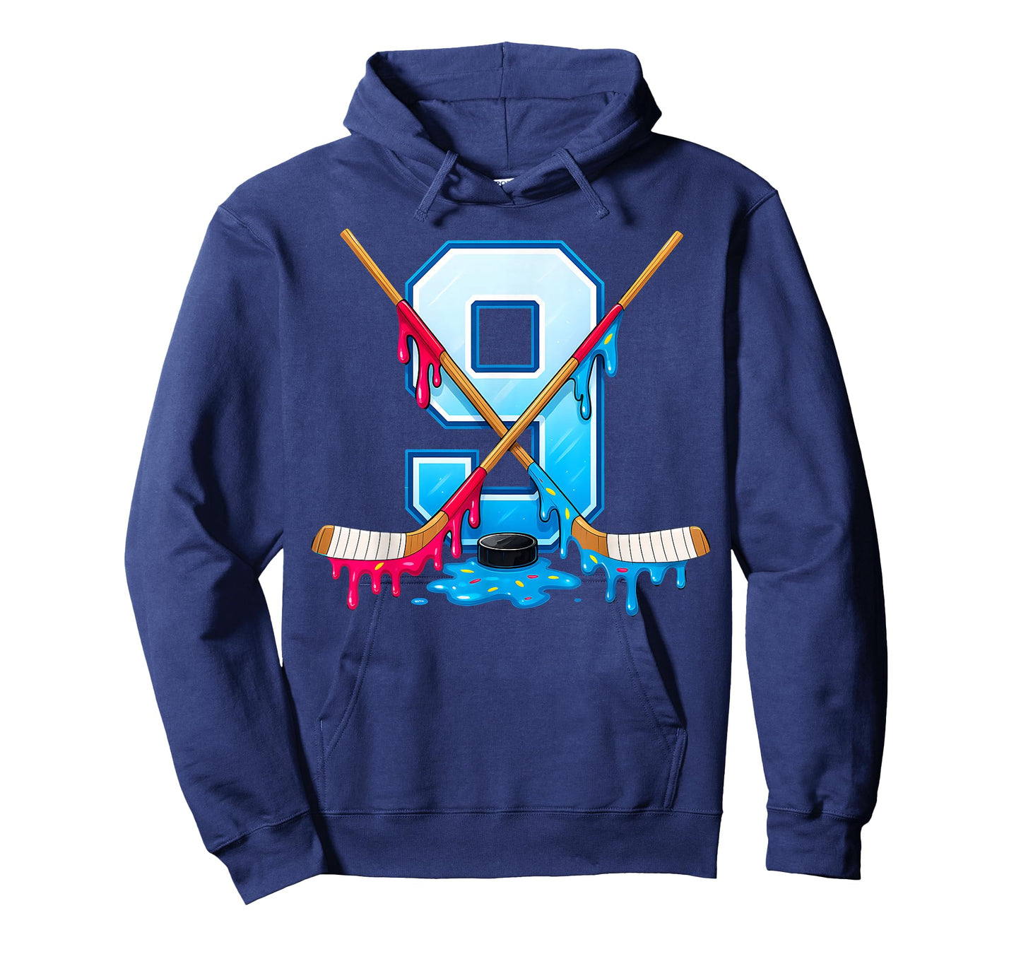 Hockey 9 Year Old Ice Cream Drip Youth 9th Birthday Boys T-Shirt