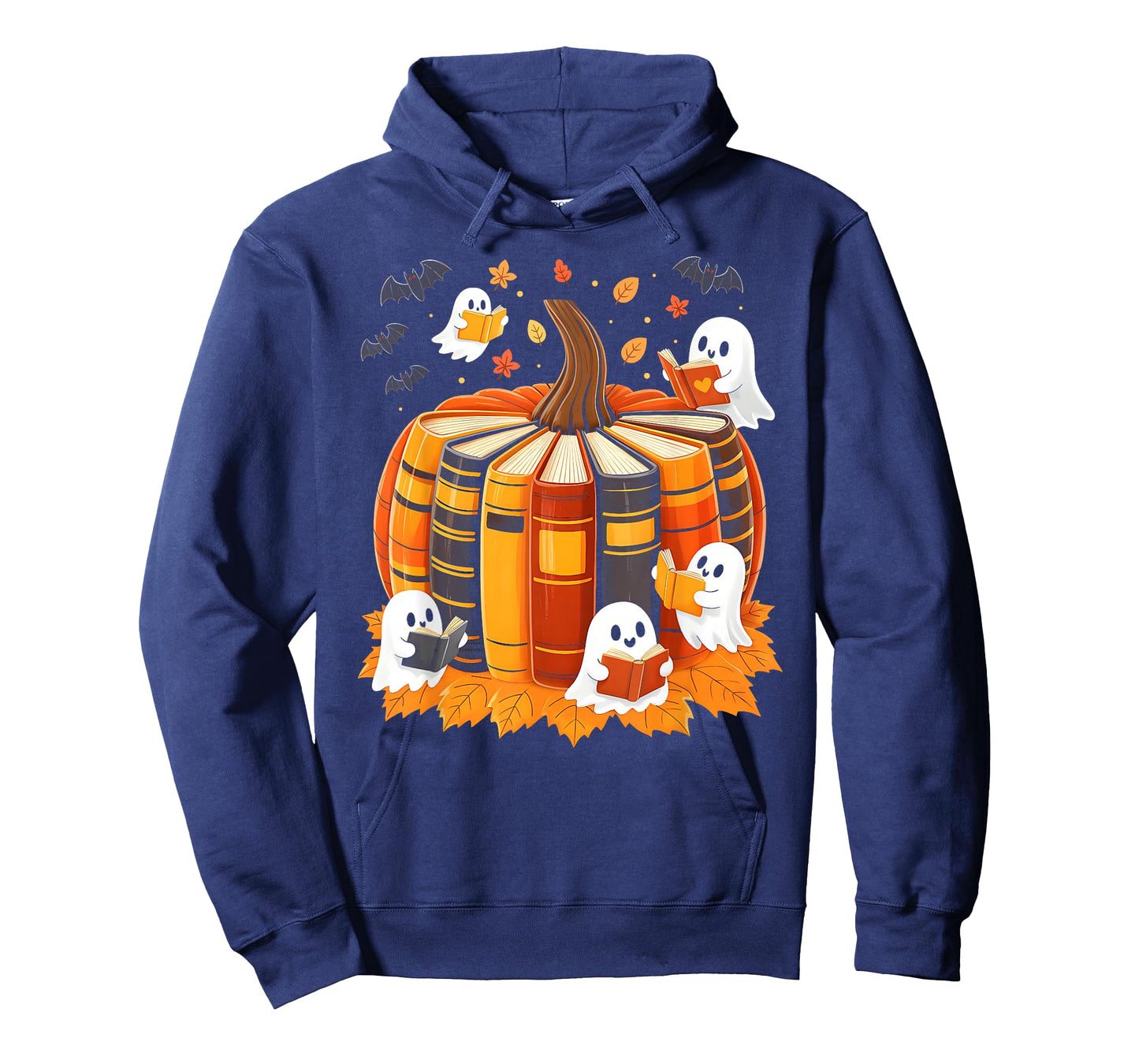 Ghost Reading Book Lovers Fall Pumpkin Autumn Halloween T-Shirt