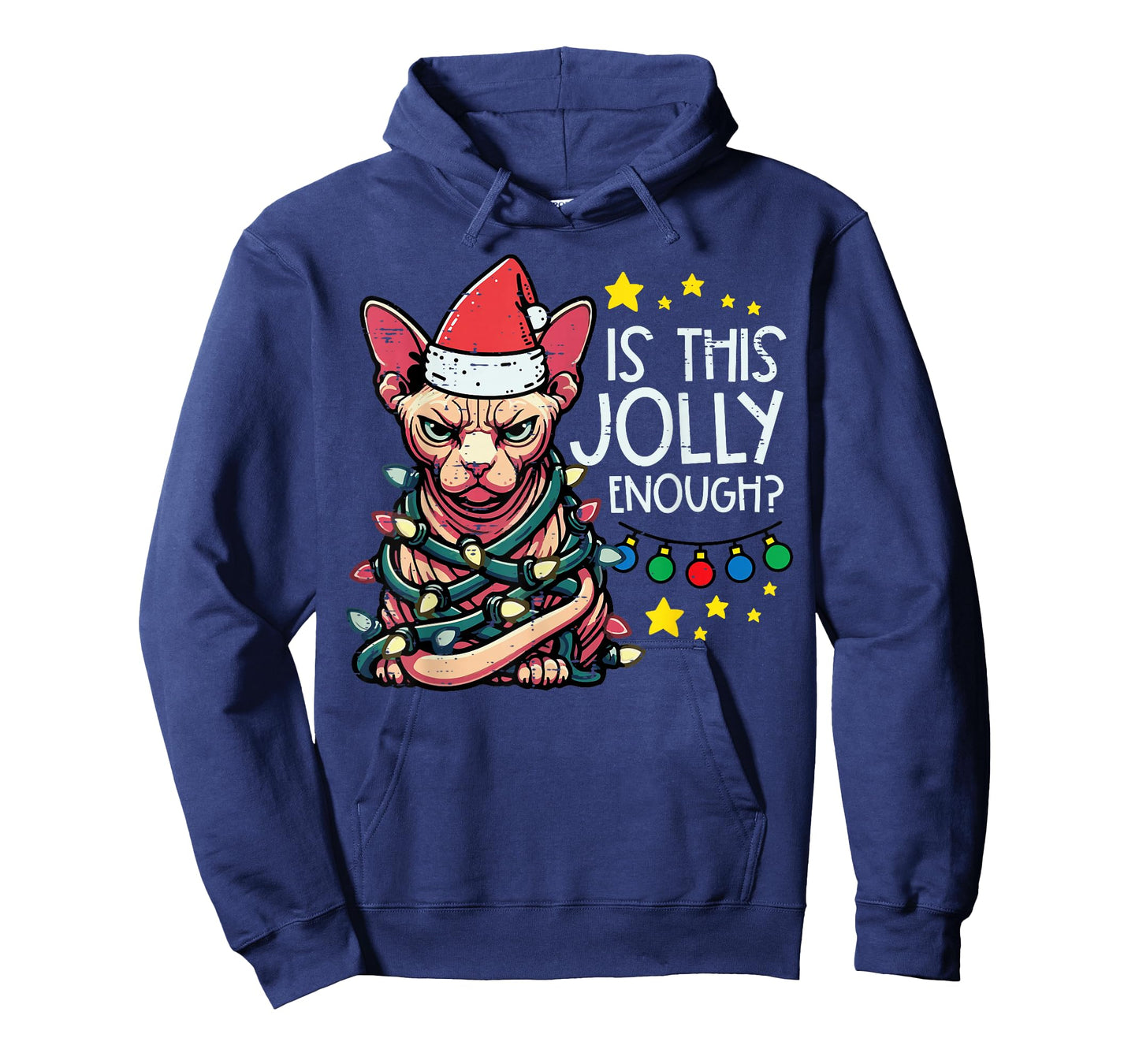 Christmas Angry Cat Is This Jolly Enough Xmas Men Women Kid T-Shirt