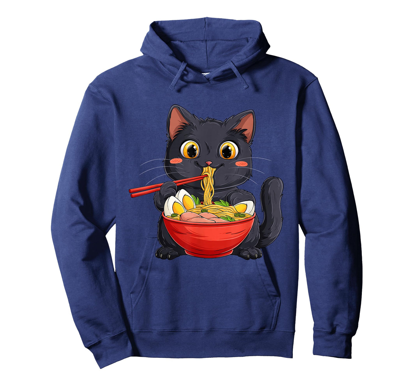 Black Cat Eating Ramen Noodle โ Kawaii Anime Style T-Shirt