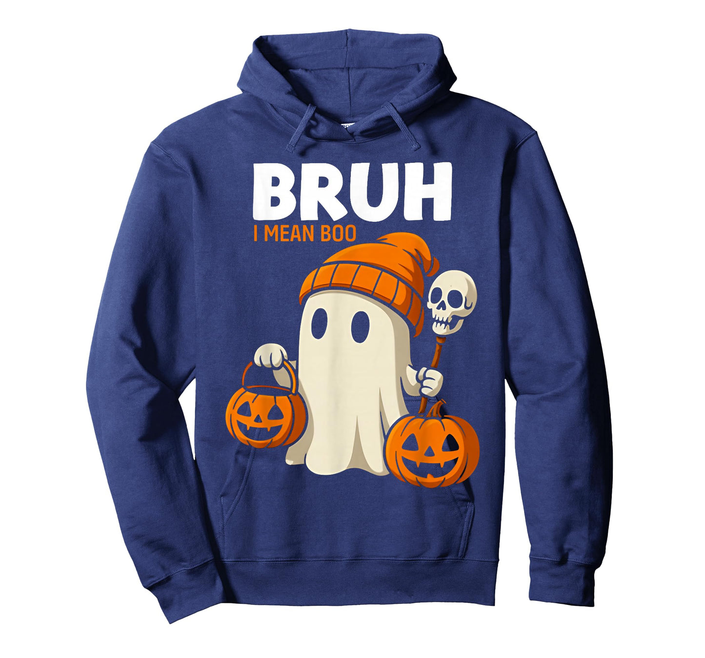 Halloween Bruh I Mean Boo Ghost Skull Pumpkin Boys Kids Men T-Shirt