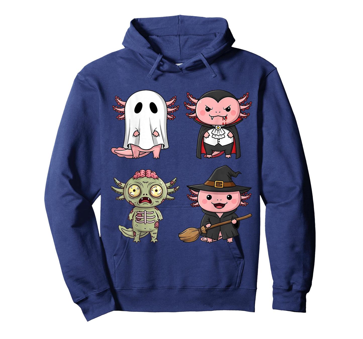 Funny Axolotl Ghost Witch Zombie Cute Axolotl Halloween T-Shirt