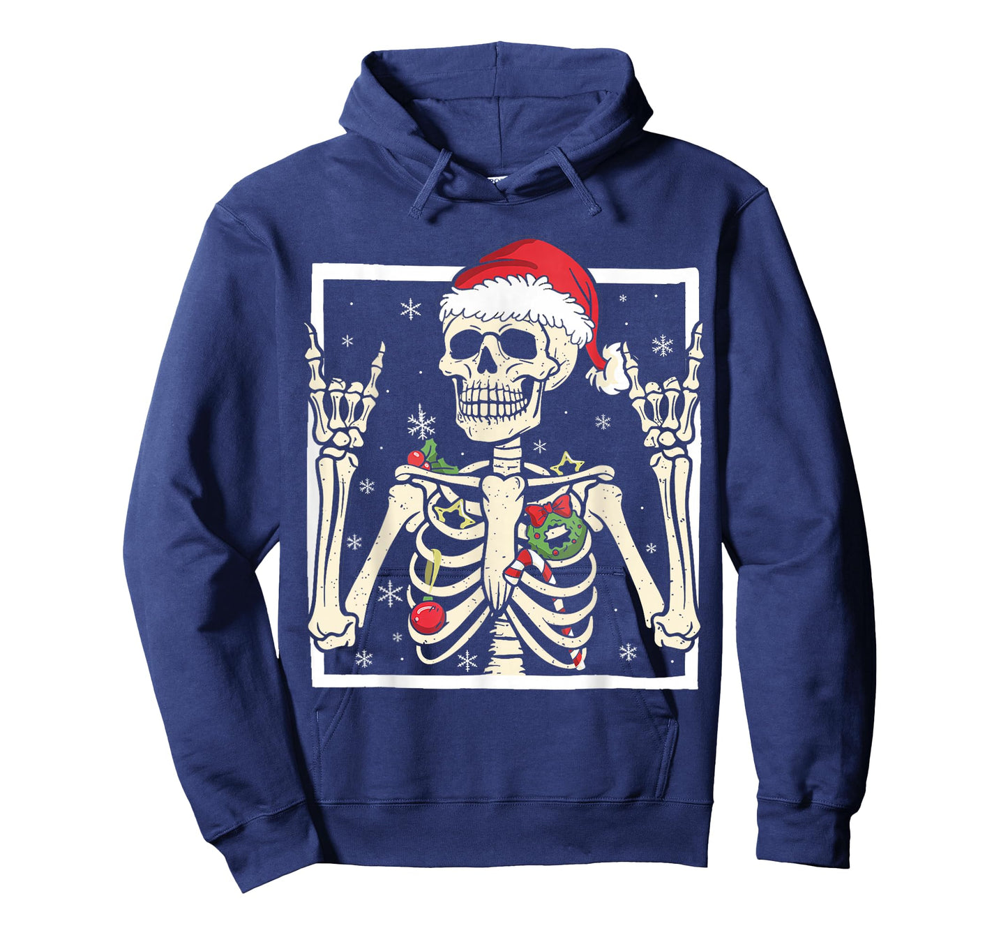Rocker Skeleton Santa Hat Cool Christmas Punk Rock Men Boys T-Shirt