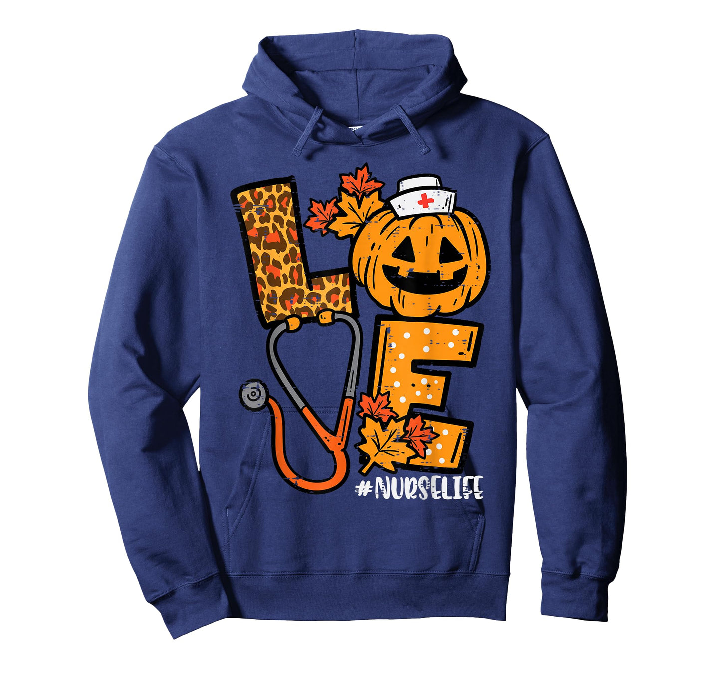 Leopard Pumpkin Nurse Halloween Costume Fall Scrub Top Women T-Shirt