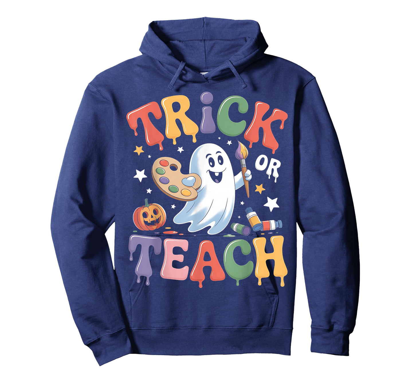 Funny Ghost Art Teacher Trick Or Teach Halloween Costume T-Shirt
