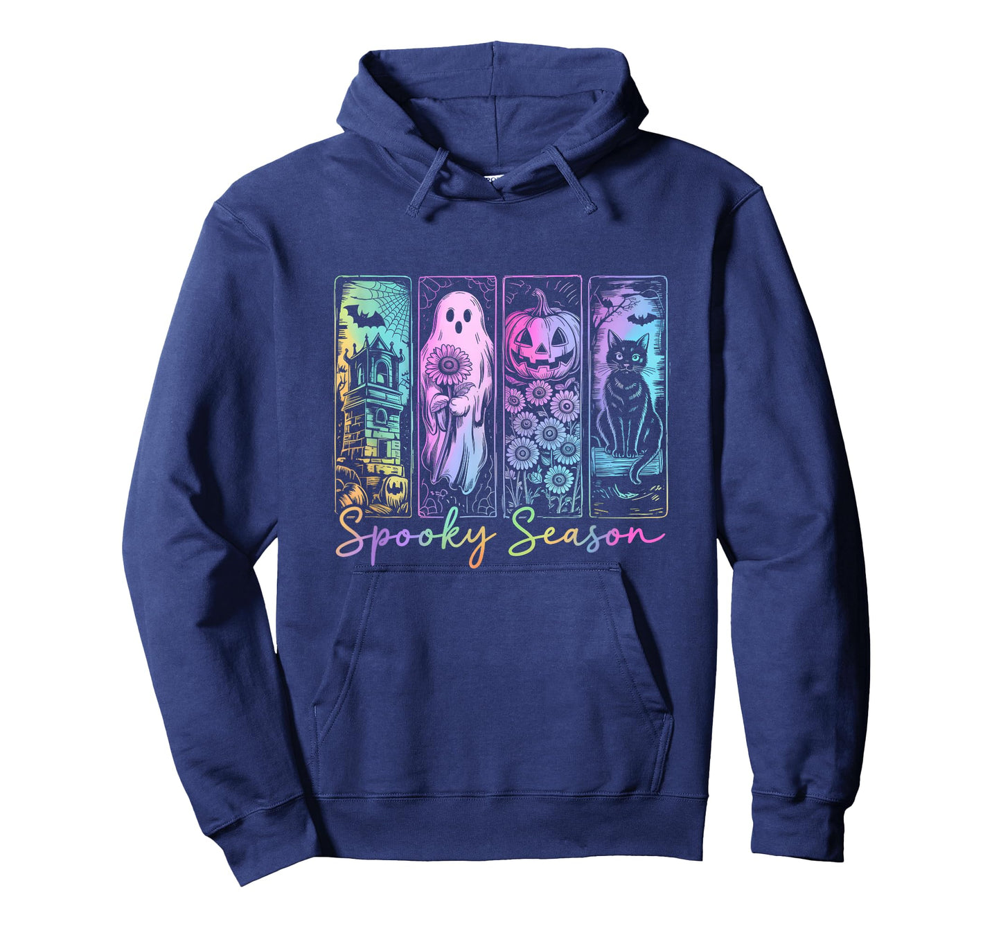 Spooky Season Vintage Halloween Ghost Cat Horror Movie Women T-Shirt