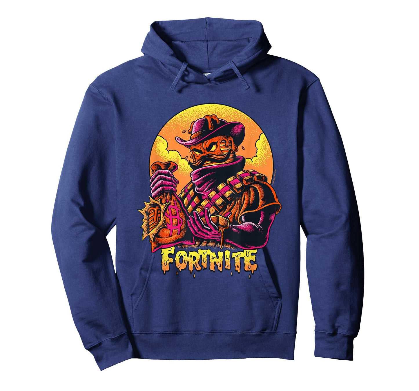 Fortnite Iconic Mancake Cowboy Distressed Big Chest Portrait T-Shirt