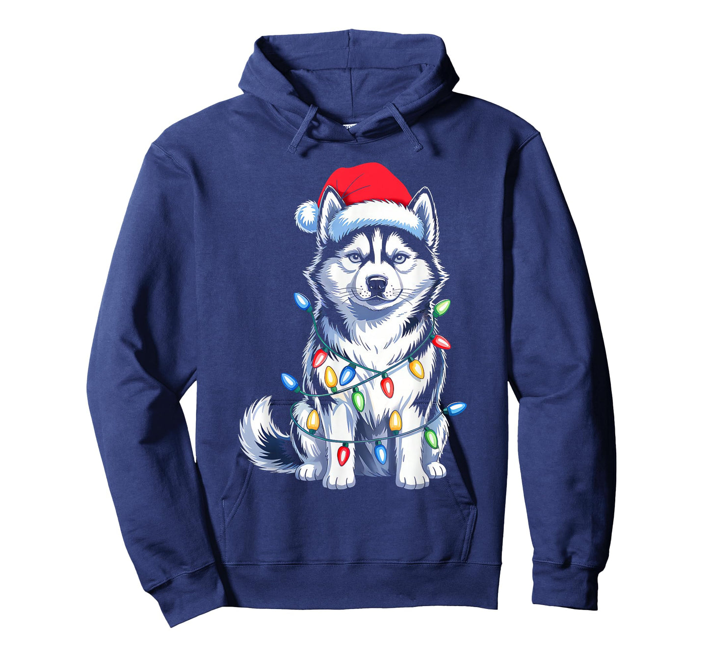 Husky Dog Tree Christmas Lights Funny Xmas Pajamas Dog Lover T-Shirt