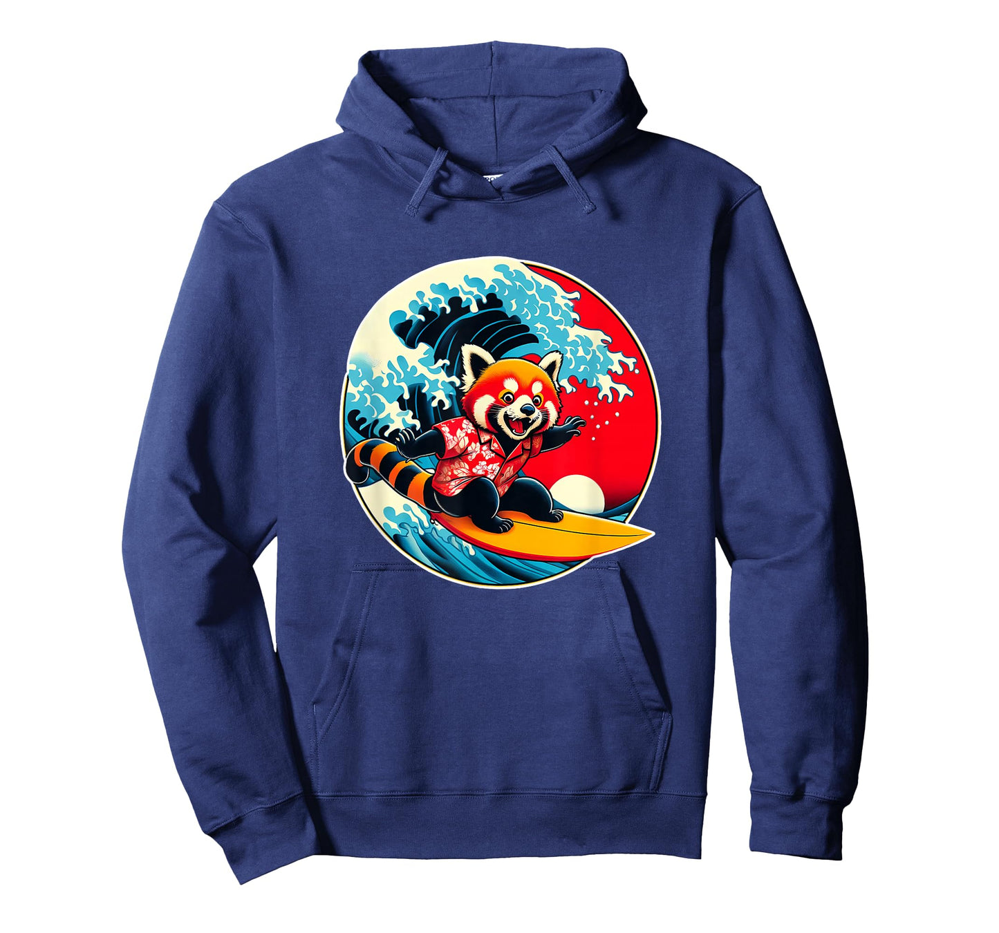 Great Wave Kanagawa Red Panda Surfing T-Shirt