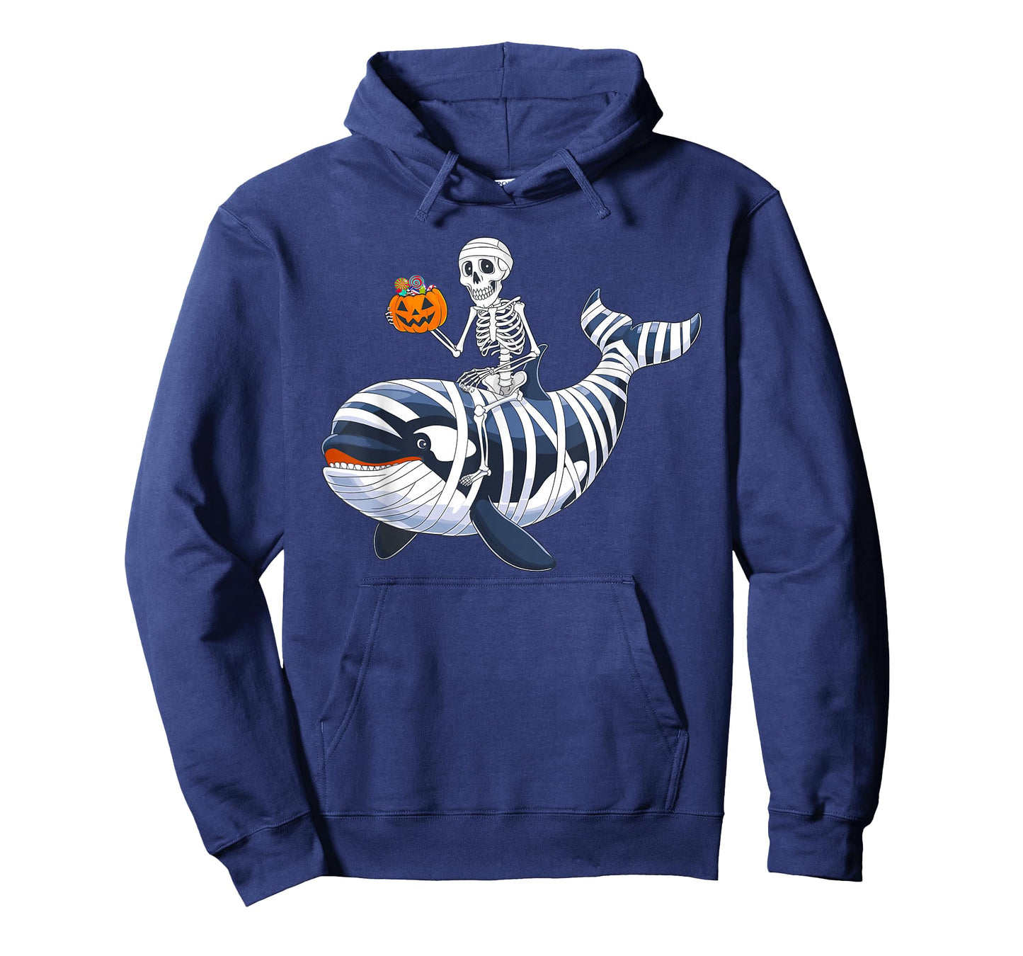 Skeleton Riding Mummy Orca Halloween Candy Whale T-Shirt