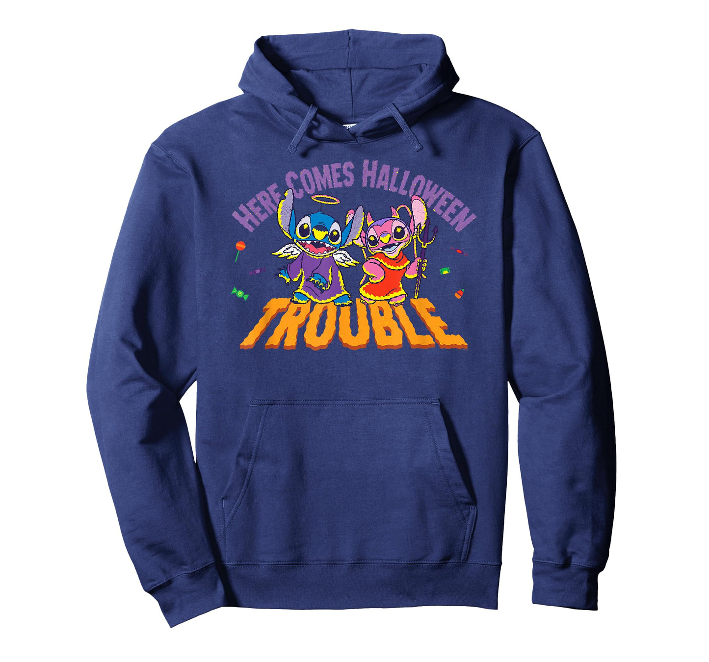 Disney Stitch & Angel Here Comes Halloween Trouble T-Shirt