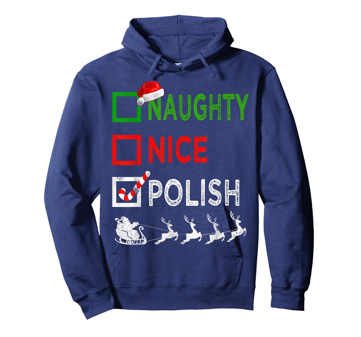 Naughty Nice Polish Christmas Pajamas Funny Santa Hat Xmas T-Shirt