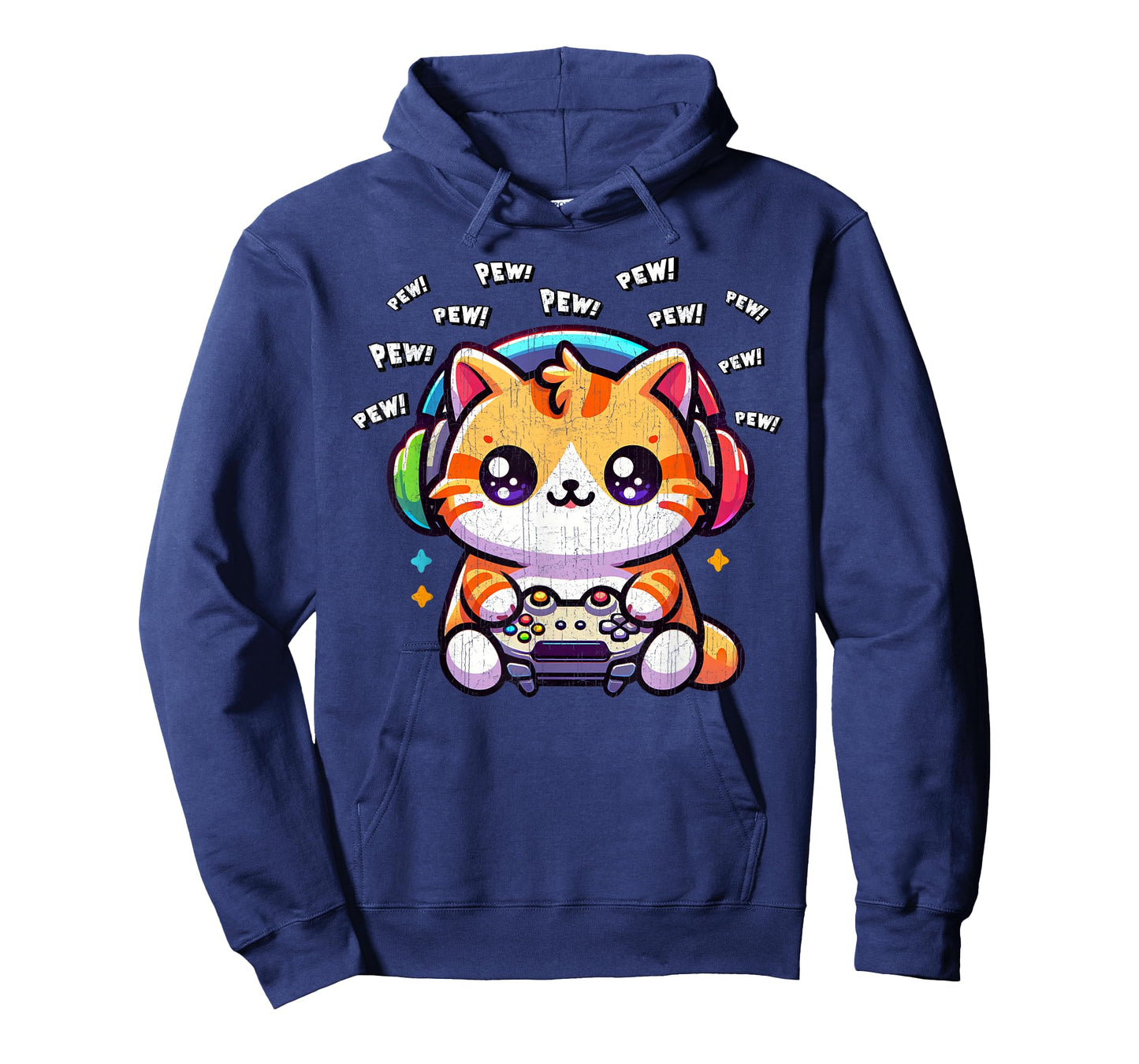 Cat Gamer Pew Funny Video Games Vintage Boys Men Girls T-Shirt