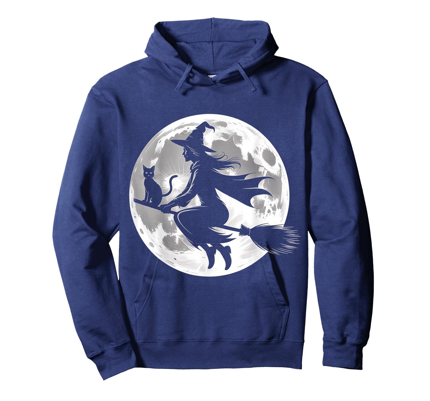 Flying Witch On Broomstick Halloween Full Moon Black Cat T-Shirt