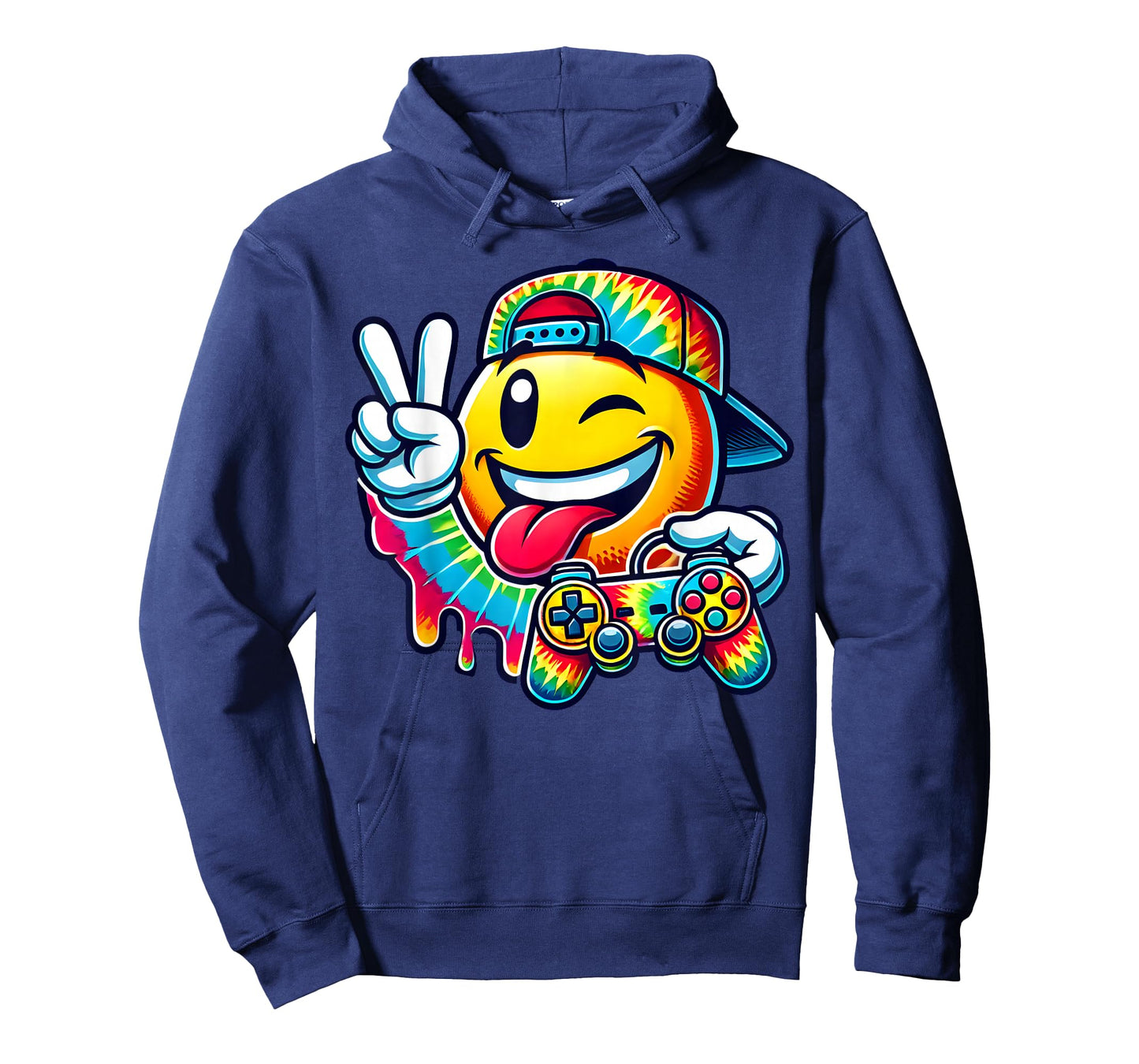 Groovy Tie Dye Gaming Boys 70s Retro Smile Peace Sign Gamer T-Shirt