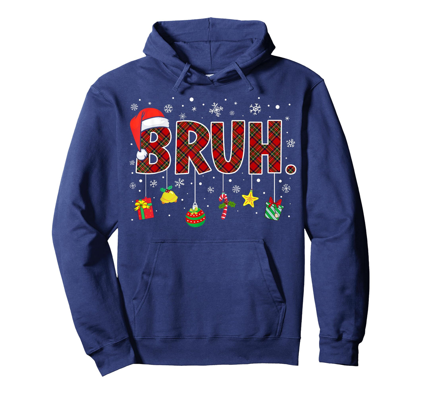 Bruh Funny Christmas Red Plaid Teens Boys Kids Xmas Pajamas T-Shirt