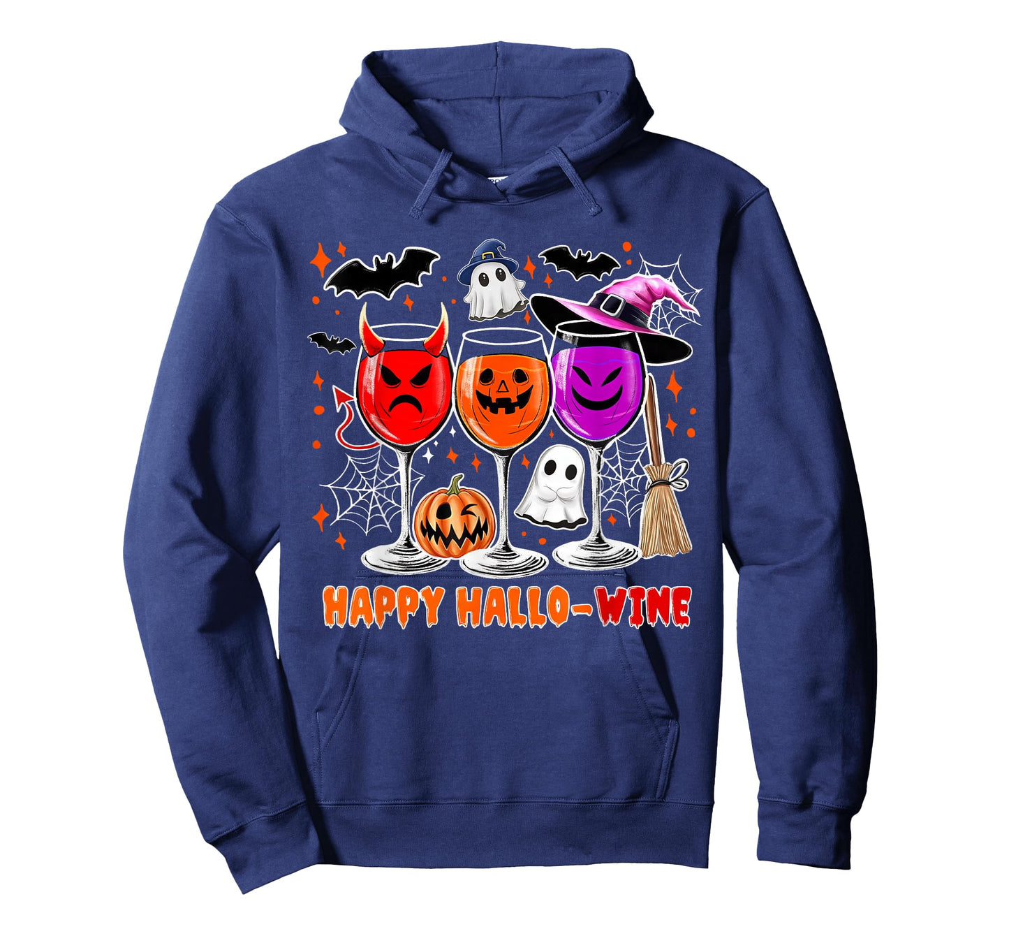 Happy Hallo-Wine Funny Halloween Glass Wine Drinking Lover T-Shirt