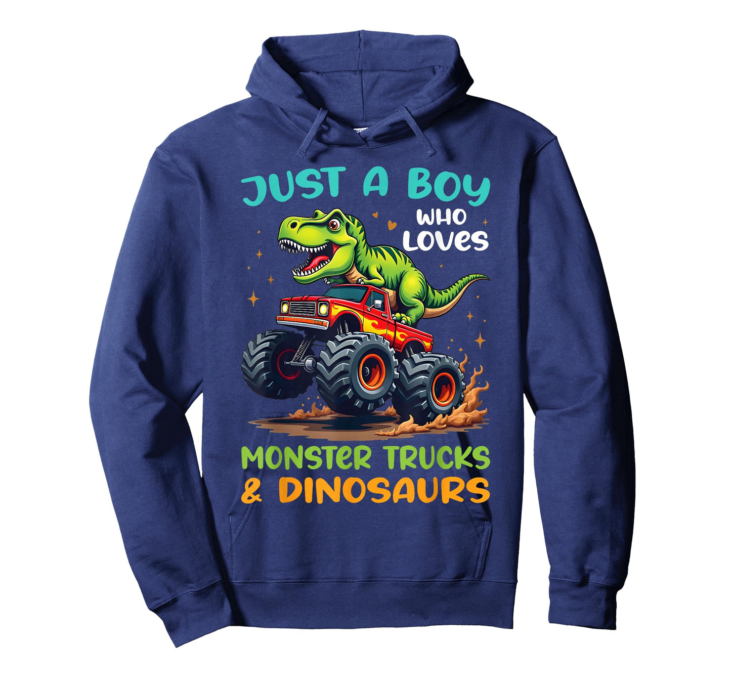 Just A Boy Who Loves Monster Trucks and Dinosaurs T-Rex T-Shirt