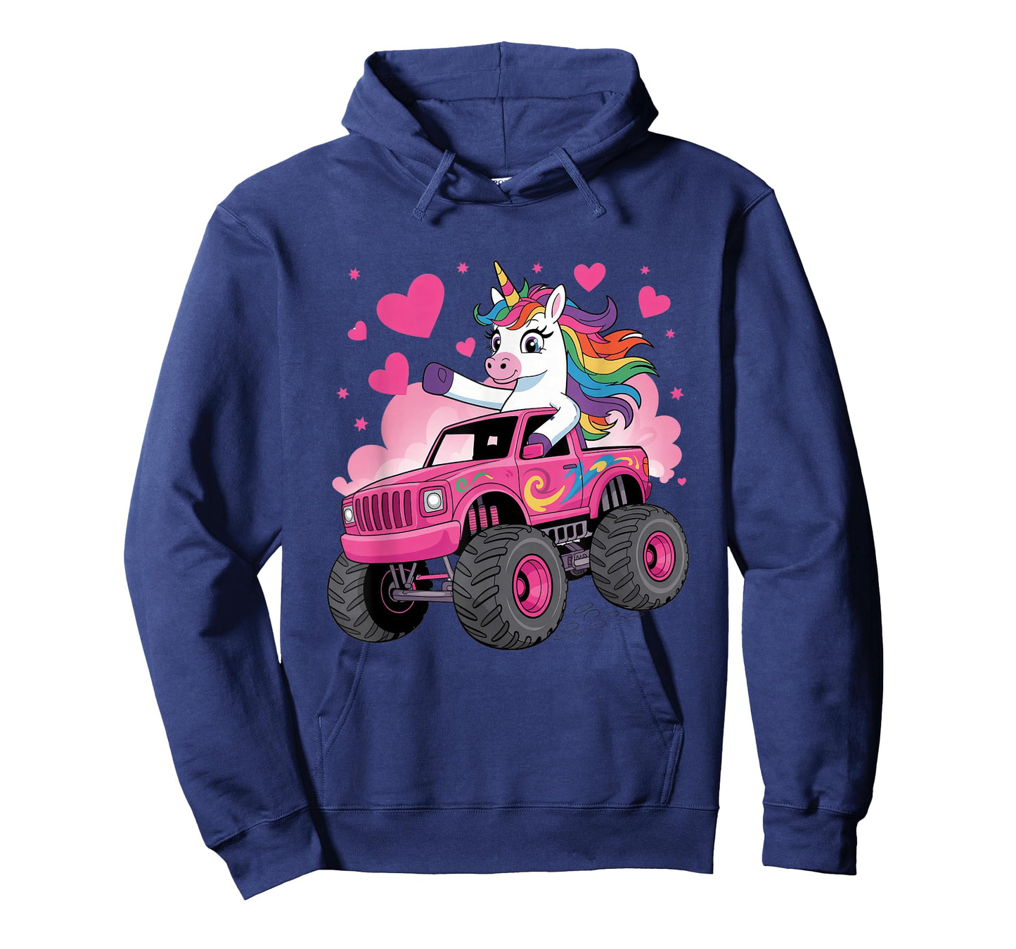 Funny Cute Unicorn Riding A Pink Monster Truck T-Shirt