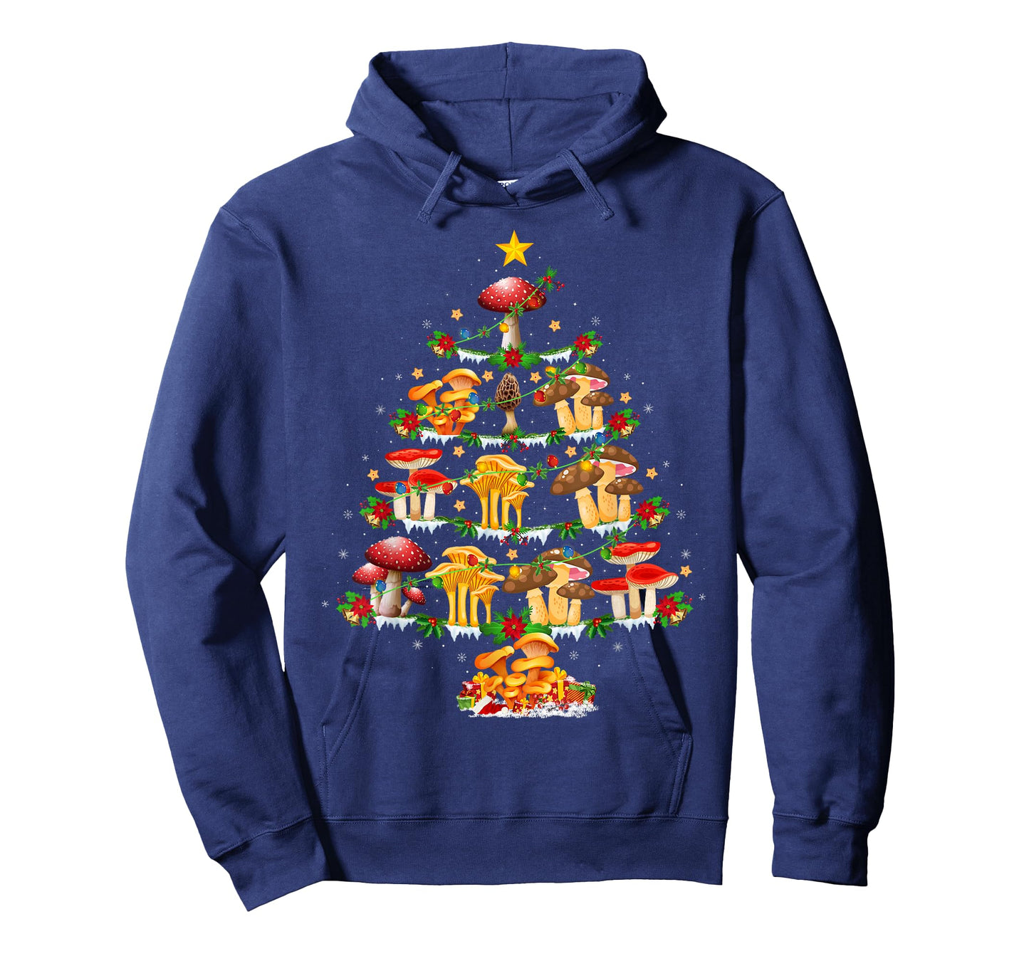 Mushroom Christmas Tree Lights Funny Mushroom Xmas T-Shirt