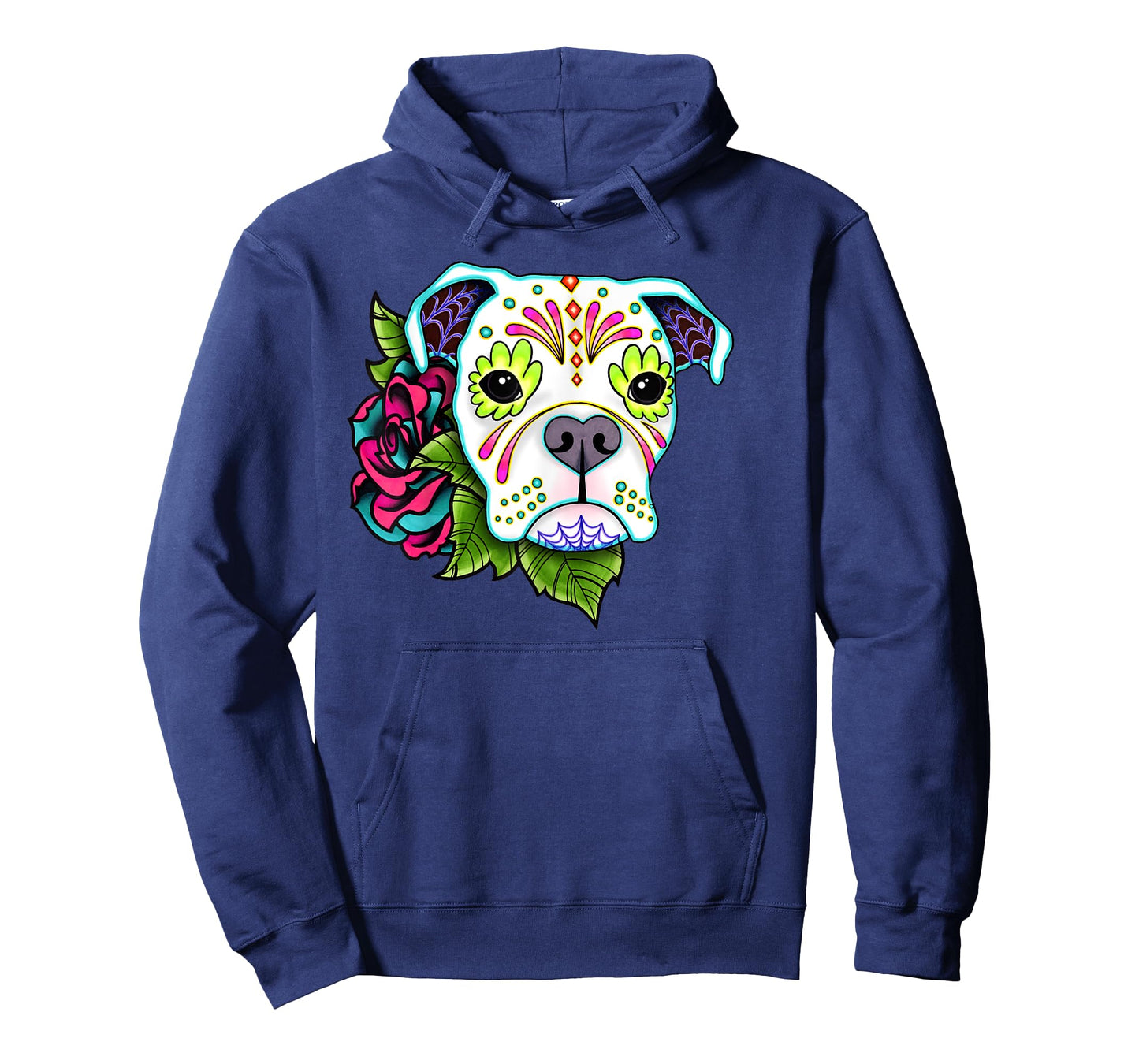 Boxer in White - Day of the Dead Sugar Skull Dog Men Women Kids T-Shirt