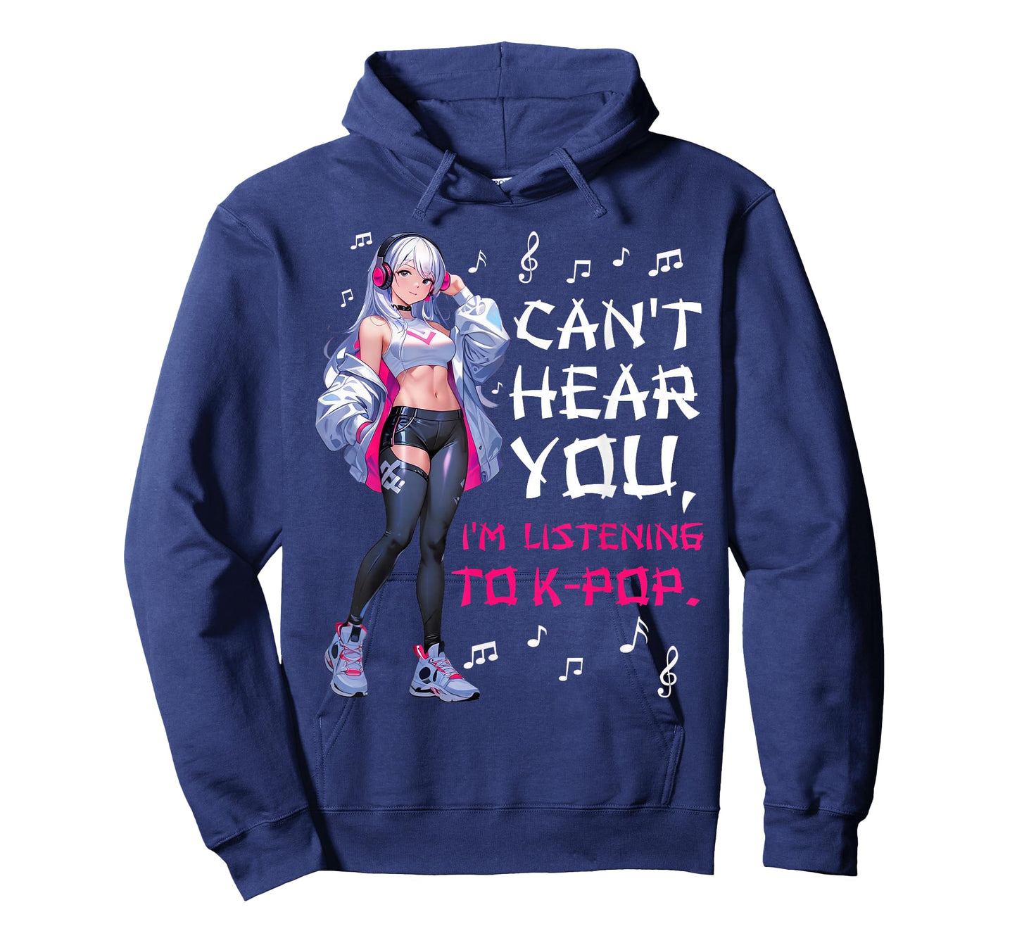 Can't Hear You I'm Listening to K-pop Lover Cute Anime Girl T-Shirt