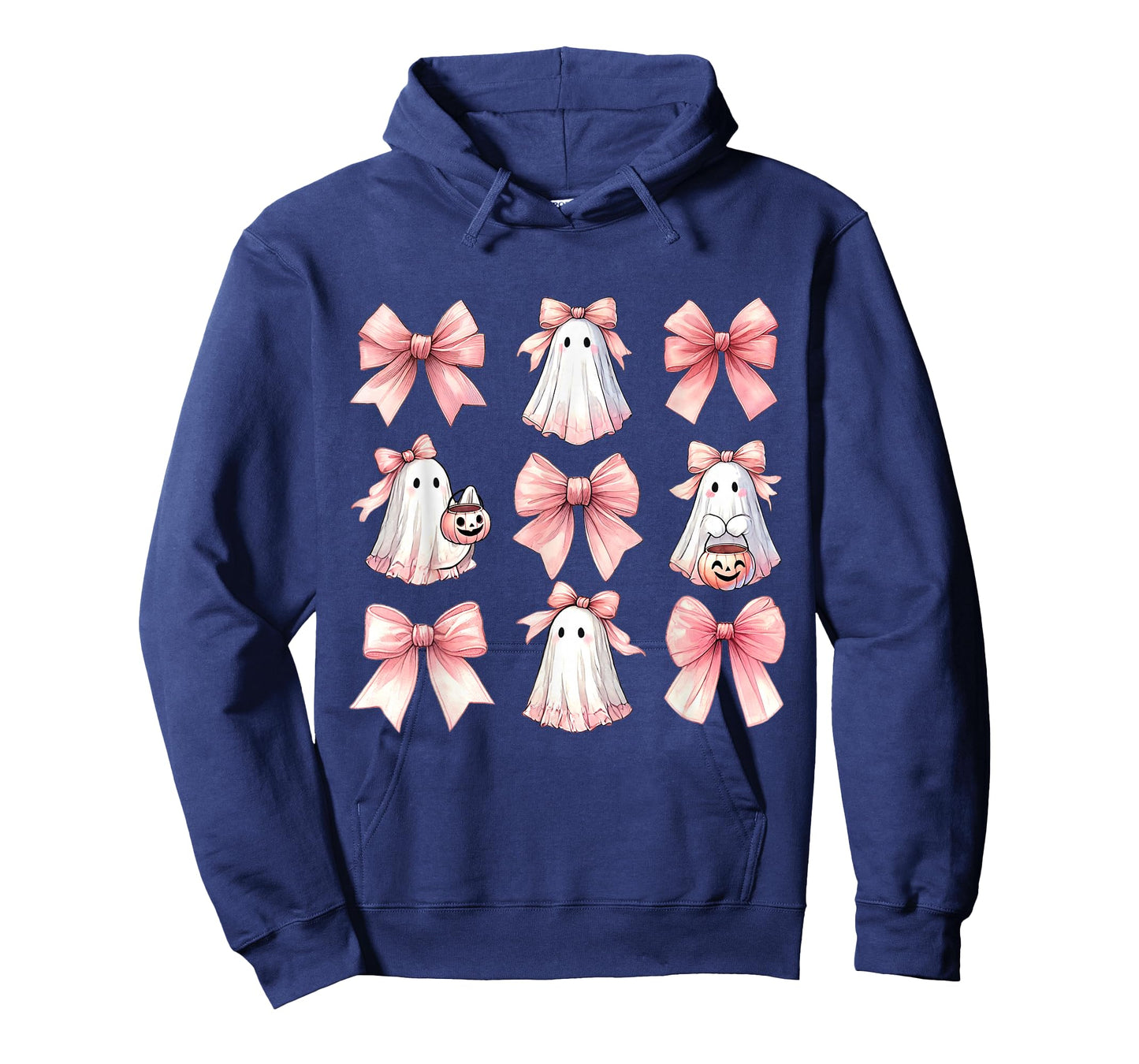 Cute Ghost Florals Pink Coquette Bows Pumpkins Halloween T-Shirt