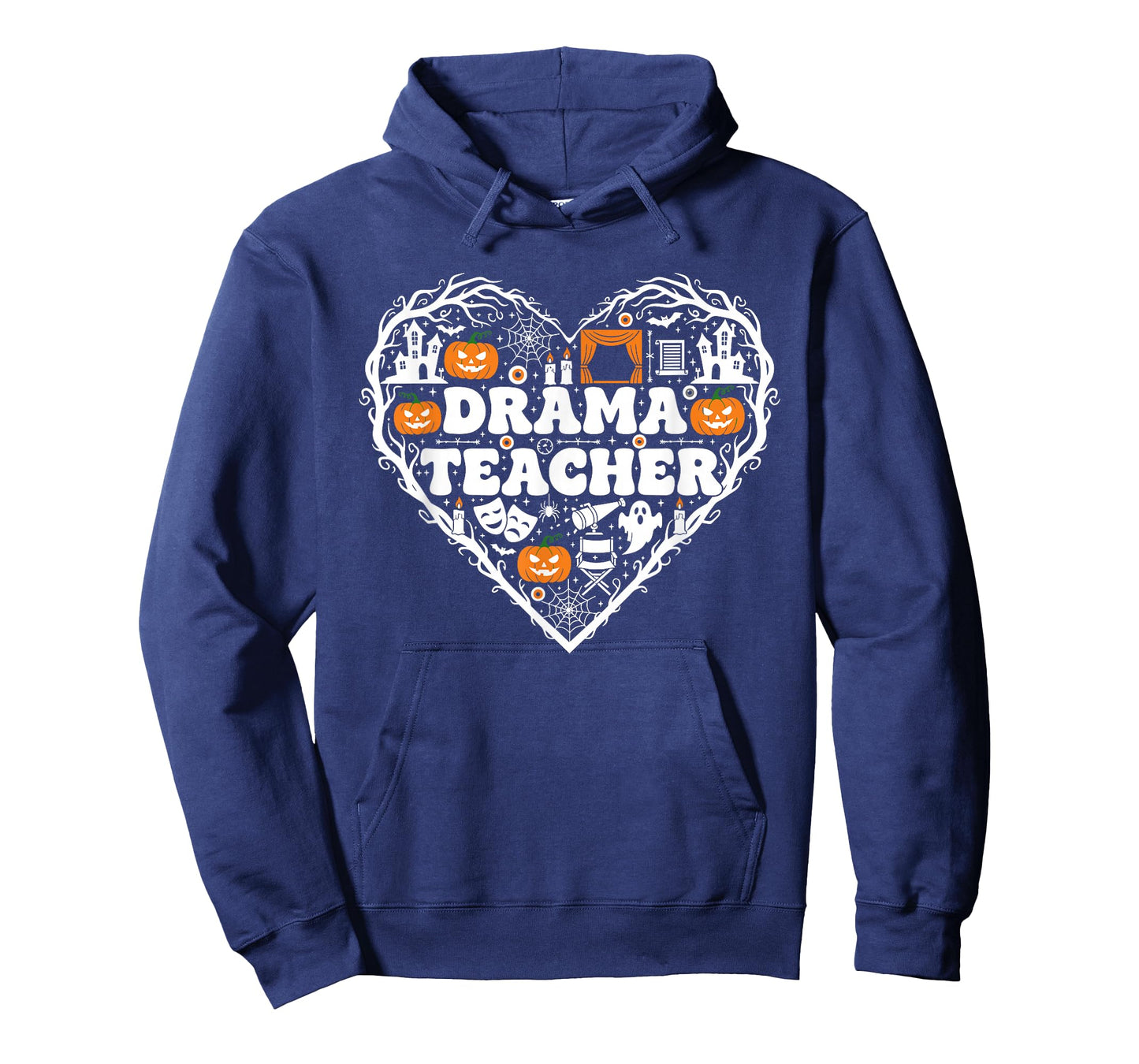 Drama Teacher Heart Pumpkin Ghost Halloween Kids Mens Womens T-Shirt
