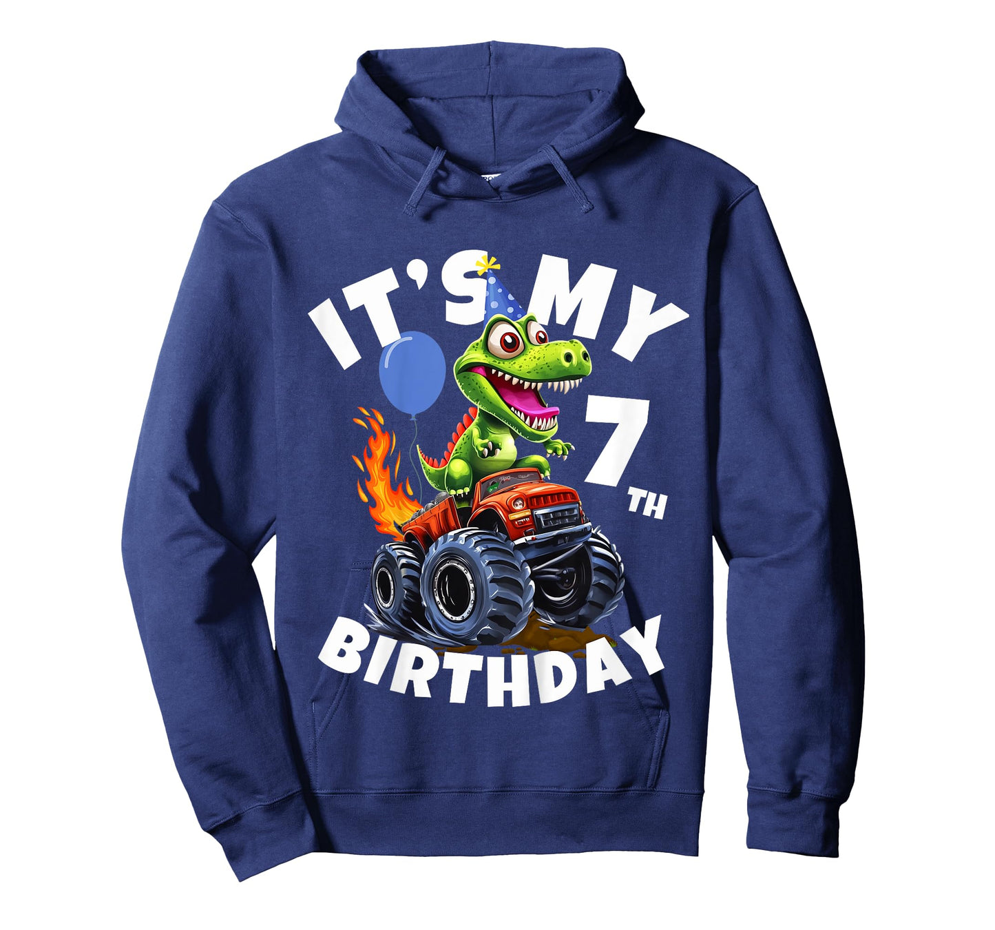 Kids 7 Years Old Monster Truck Dinosaur Rawr Its My 7th Birthday T-Shirt