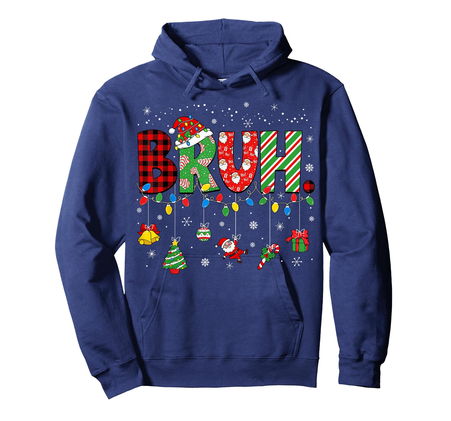 Bruh Funny Christmas Red Plaid Teens Boys Kids Xmas Pajamas T-Shirt