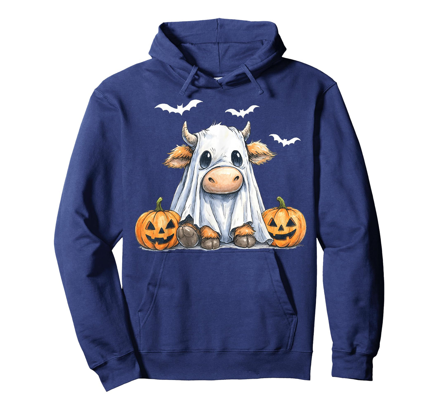 Highland Cow Ghost Funny Halloween Spooky Pumpkin Hello Fall T-Shirt