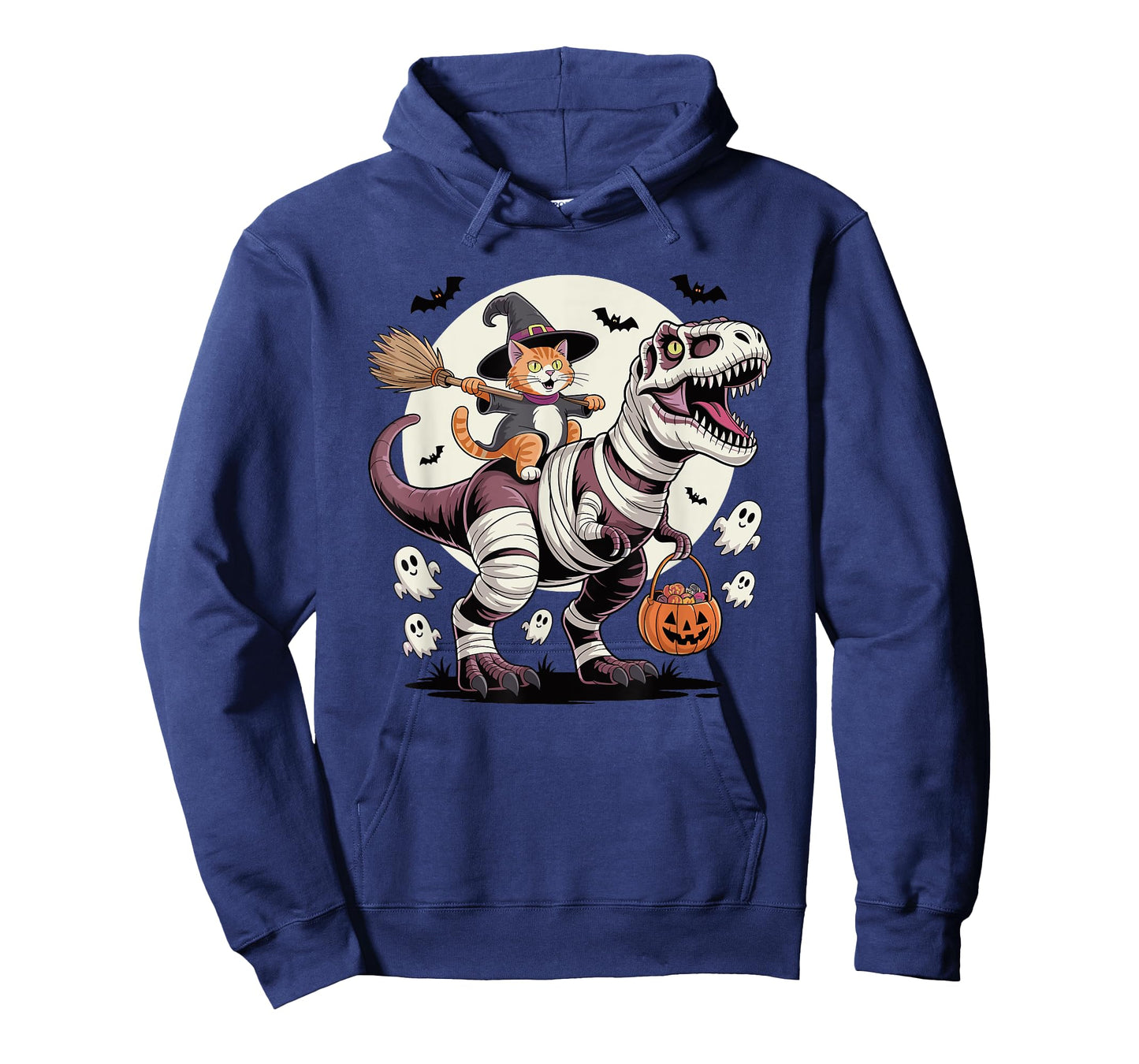 Cat Riding Mummy Dinosaur T-Rex Halloween Boys Kids T-Shirt