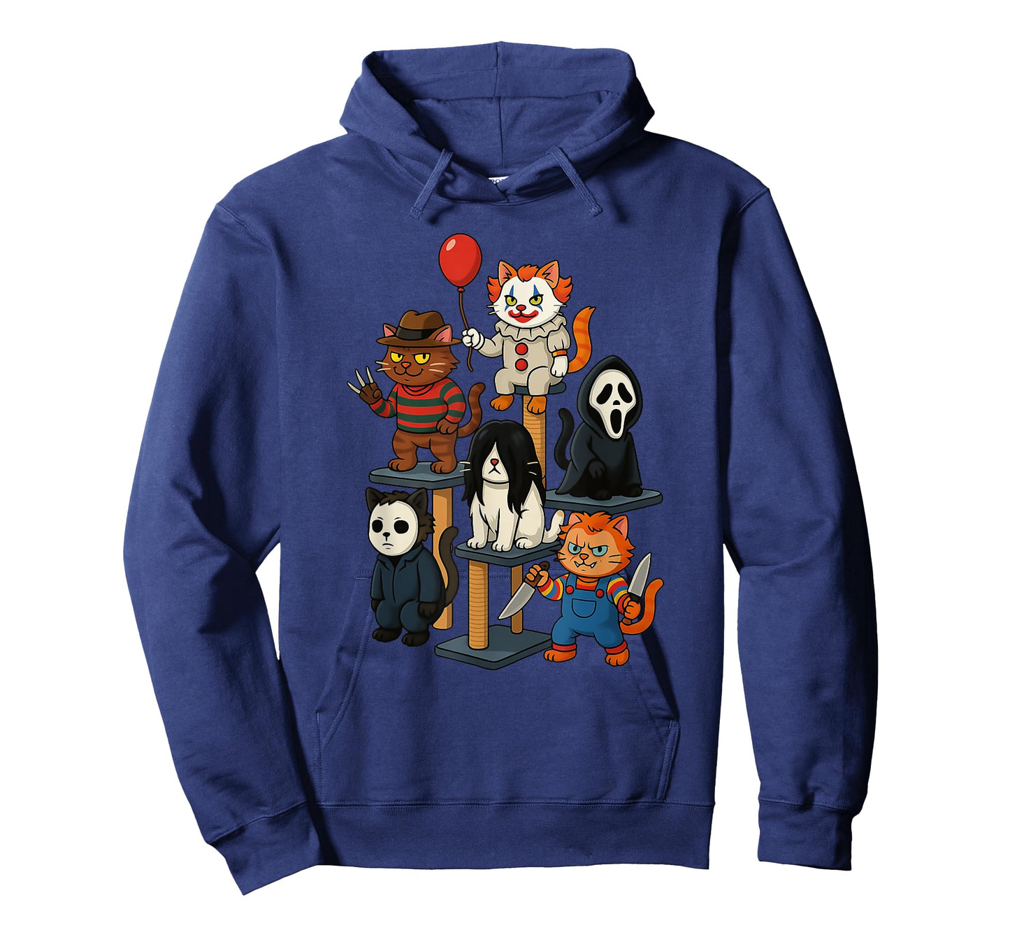 Creepy Cat Stack Funny Tower Cat Horror Movies Halloween T-Shirt for Men Women