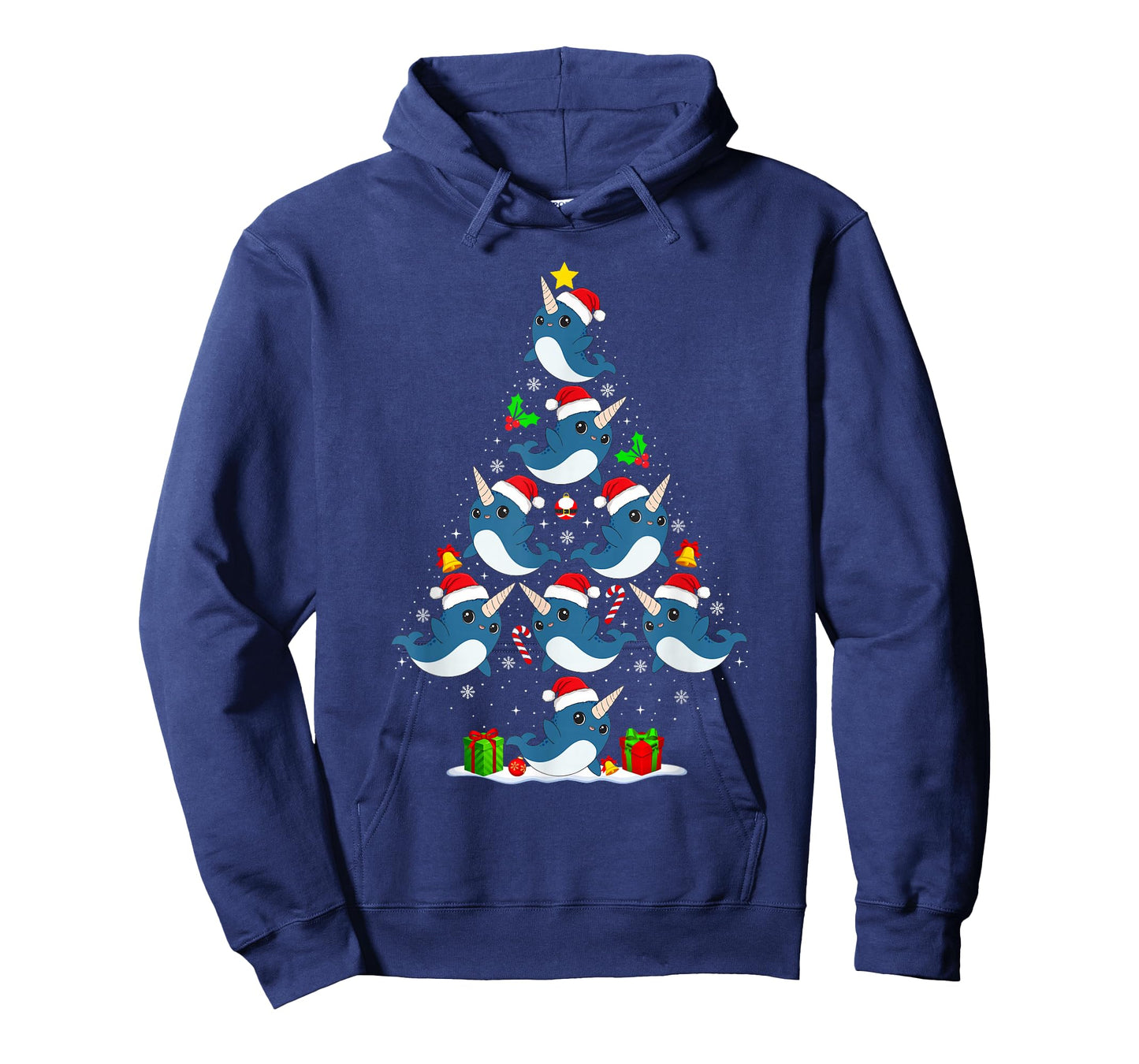 Narwhal Christmas Tree Lights Funny Xmas Santa Animal Lover T-Shirt