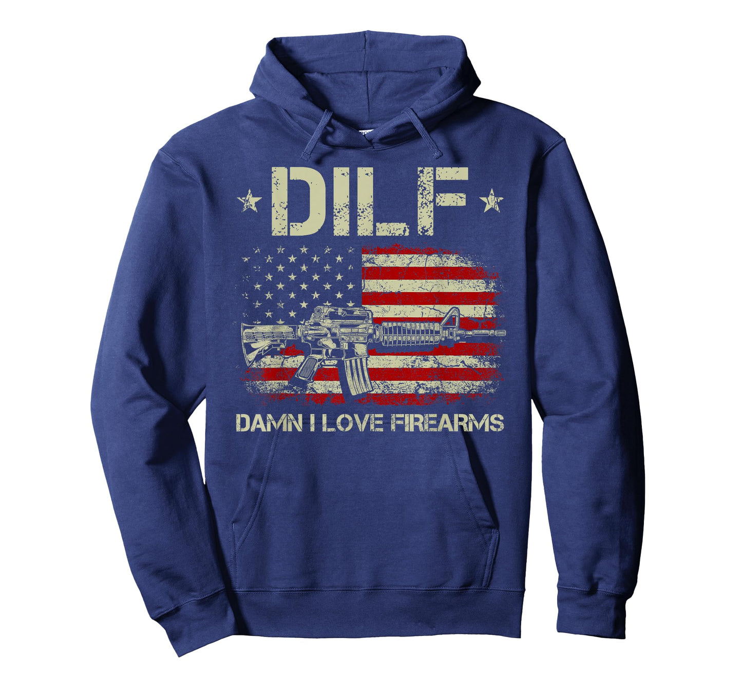 Mens Gun American Flag DILF - Damn I Love Firearms T-Shirt