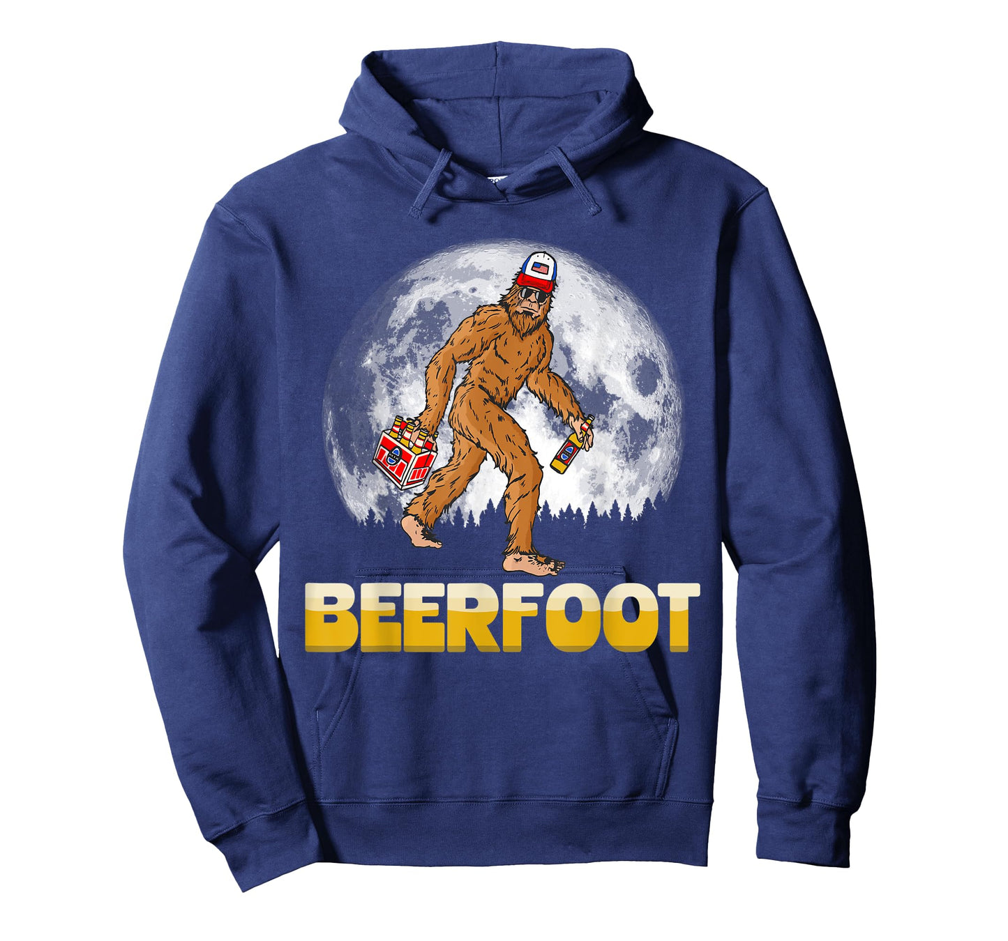 BeerFoot! Funny Hipster Sasquatch 6-Pack Full Moon Bigfoot T-Shirt