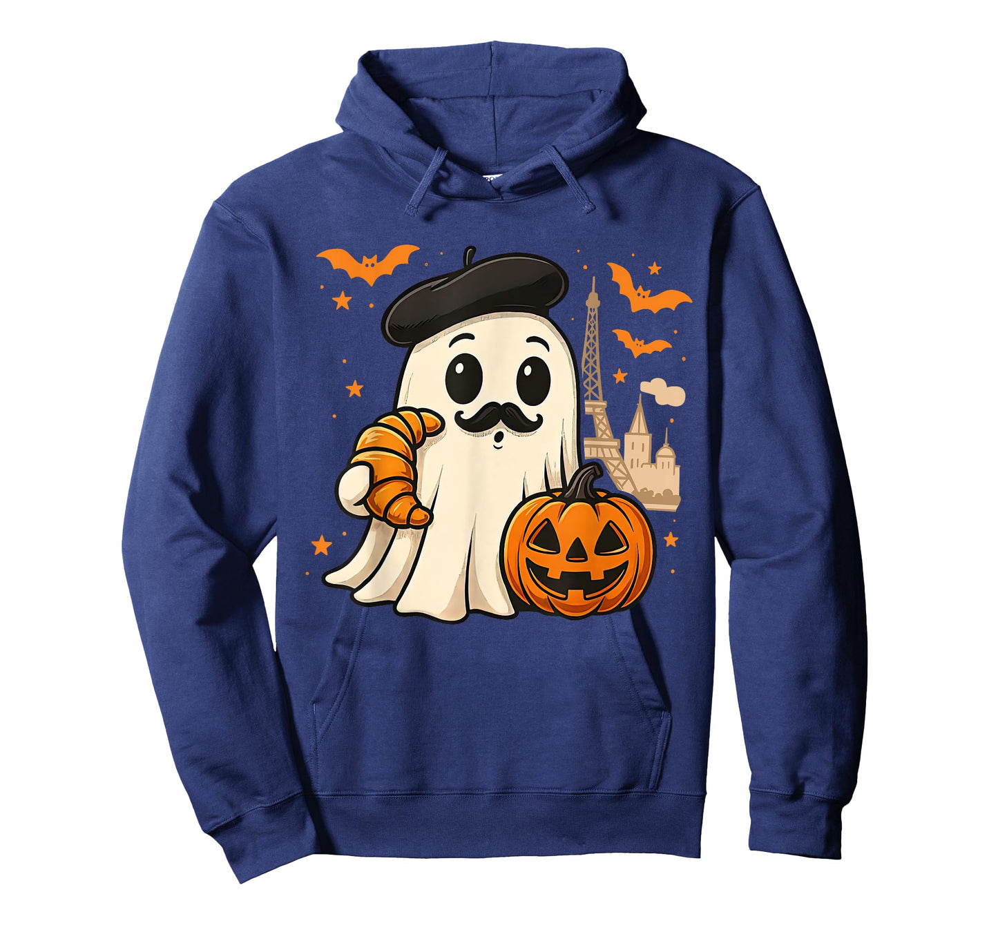 Cute Ghost with Croissant Pumpkin Halloween Spooky Season T-Shirt