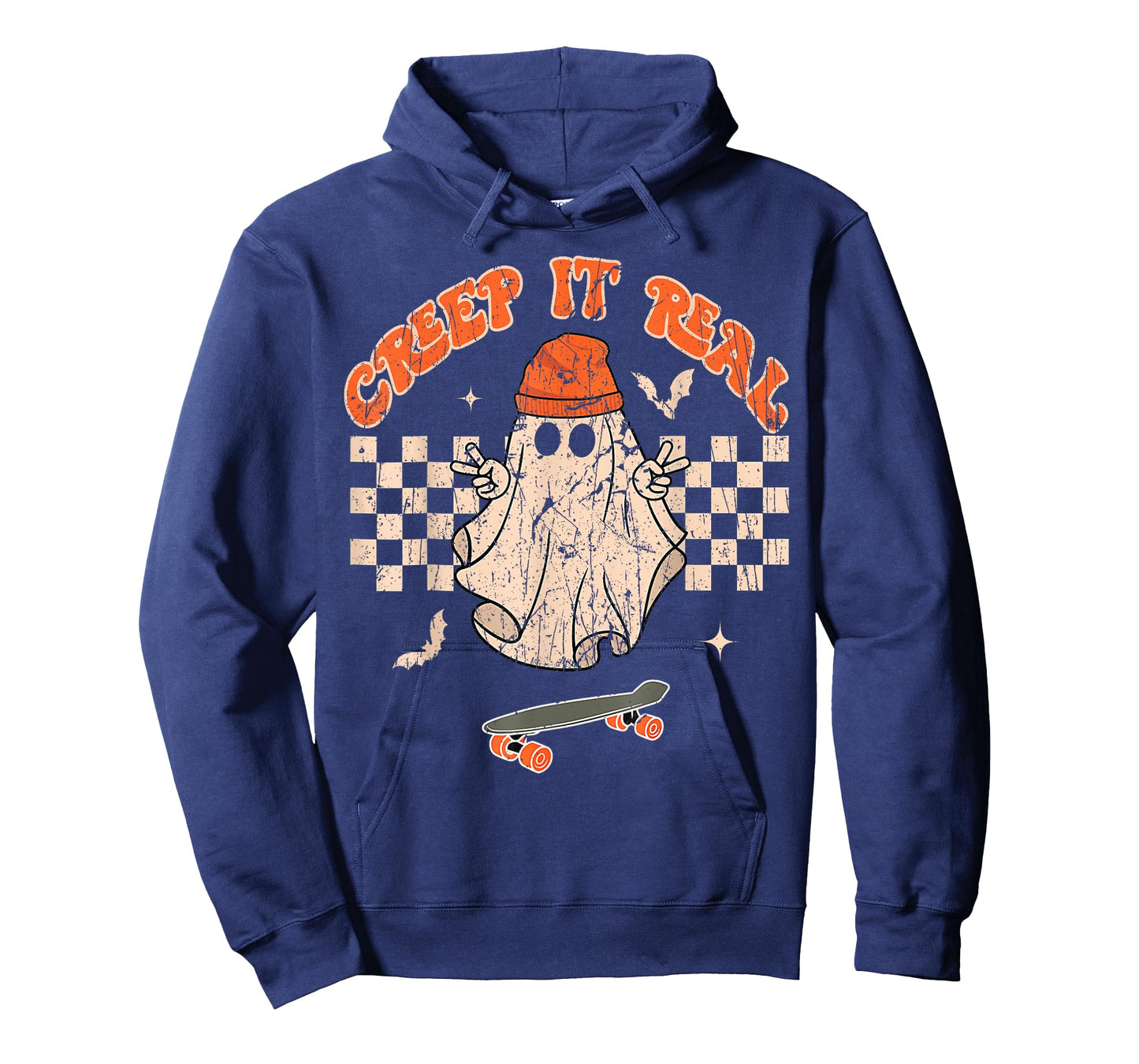 Creep It Real Skateboarding Ghost Retro Halloween Costume T-Shirt