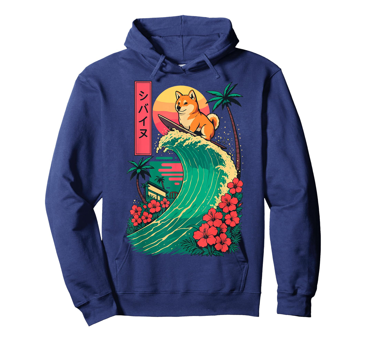 Japanese Shiba Inu Surfing Wave Great Wave Japan T-Shirt