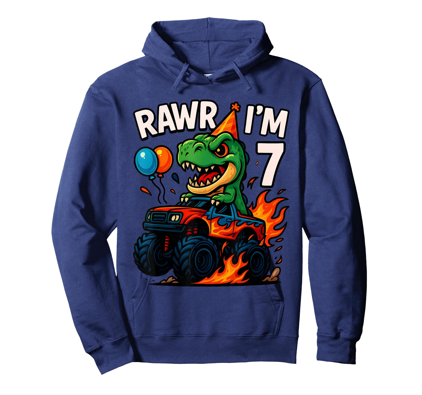 Rawr I'm 7 Seventh Birthday Party T Rex Monster Truck Boys T-Shirt