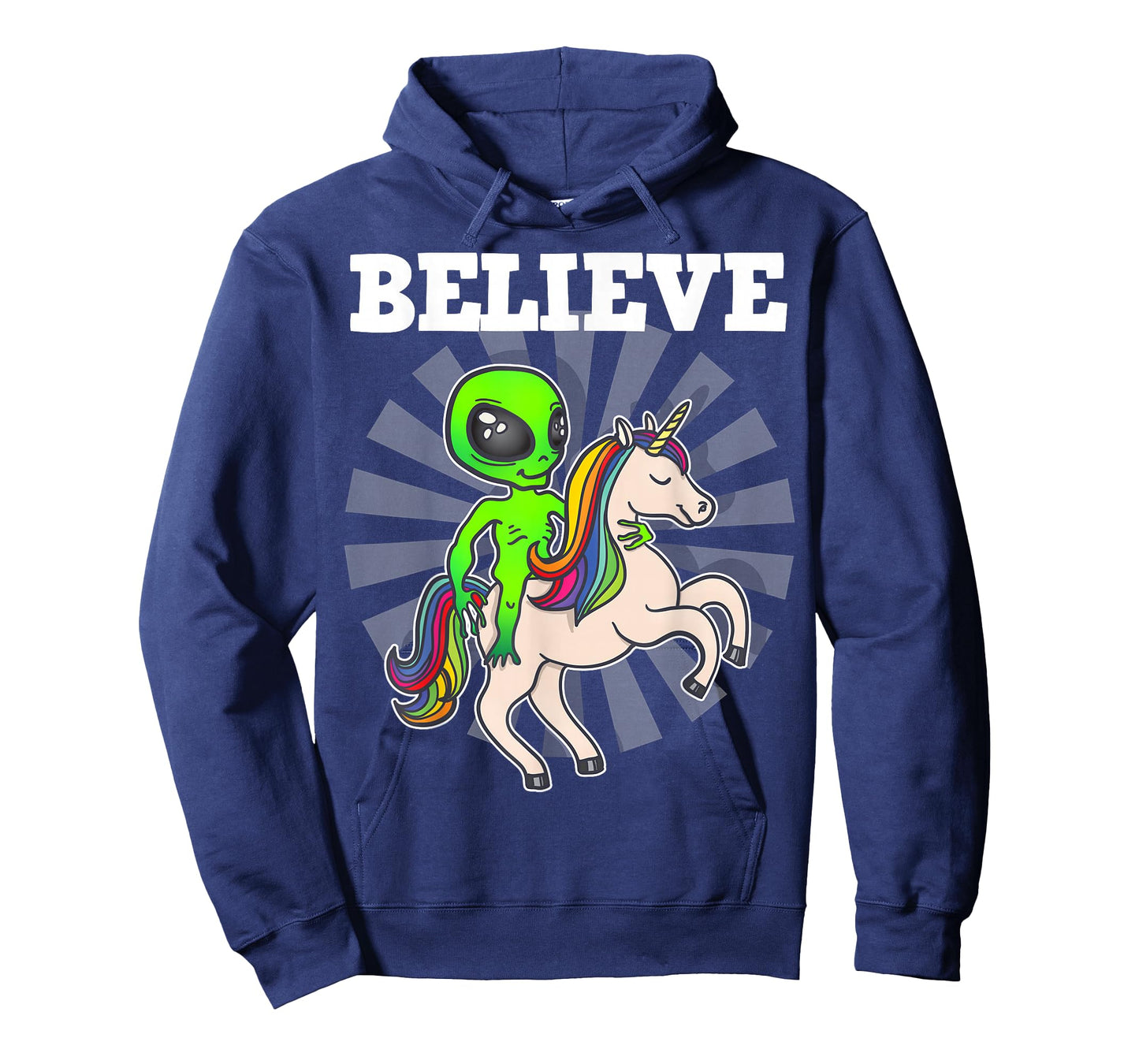 Believe Space Alien Riding Unicorn Funny Gift T-Shirt