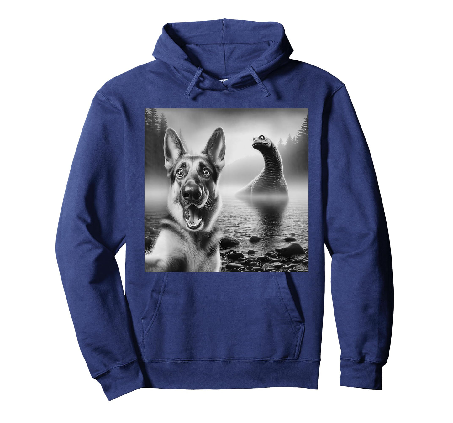 Surprised German shepherd Selfie with loch Ness monster T-Shirt