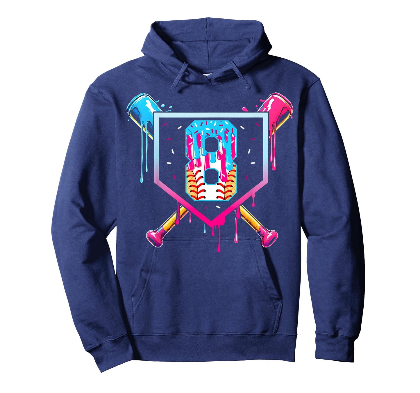 Baseball 8 Year Old Ice Cream Drip 8th Birthday Boy 8 T-Shirt