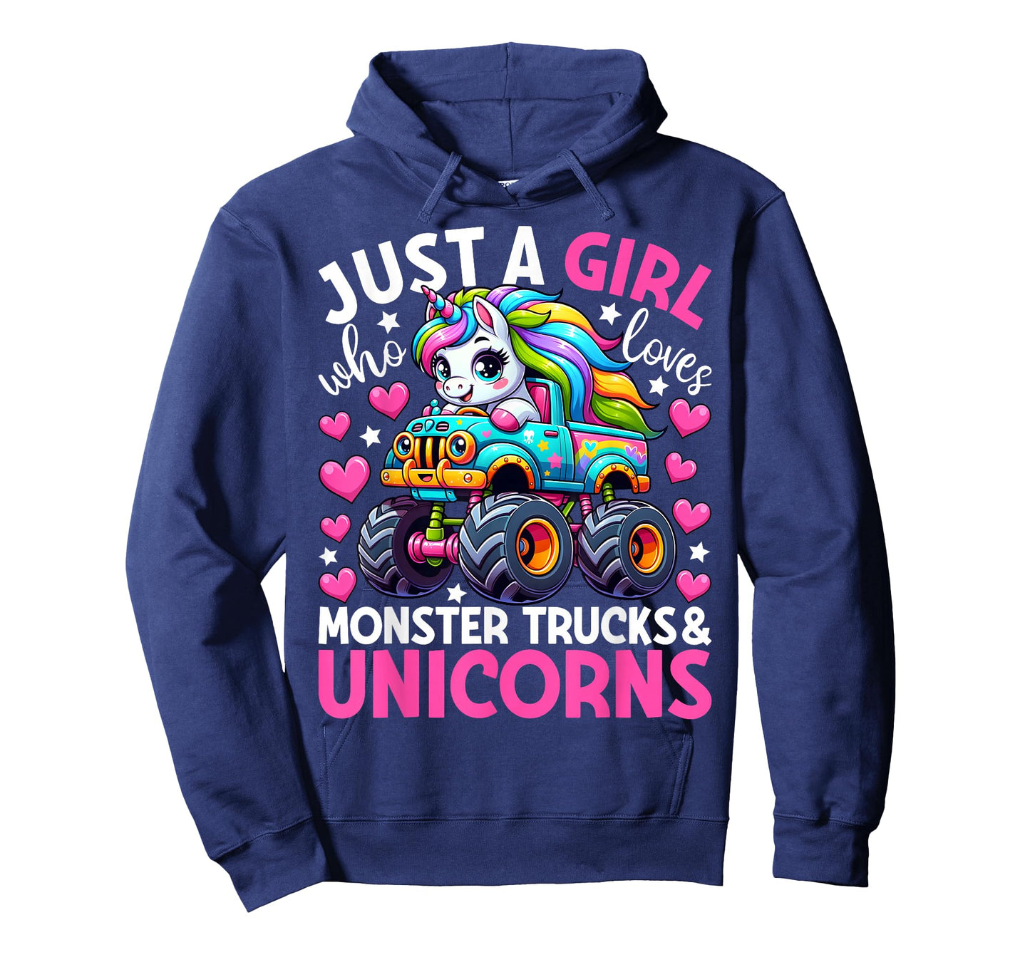Just a Girl Who Loves Monster Trucks and Unicorns Girls T-Shirt