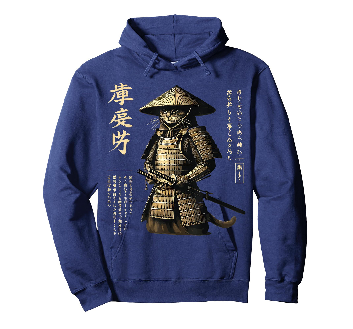Samurai Cat Graphic Tee Warrior Vintage Japanese Art Anime T-Shirt