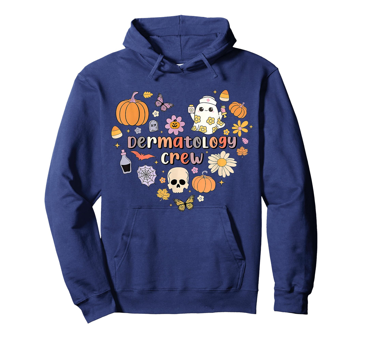 Groovy Heart Dermatology Crew Nurse Ghost Pumpkin Halloween T-Shirt