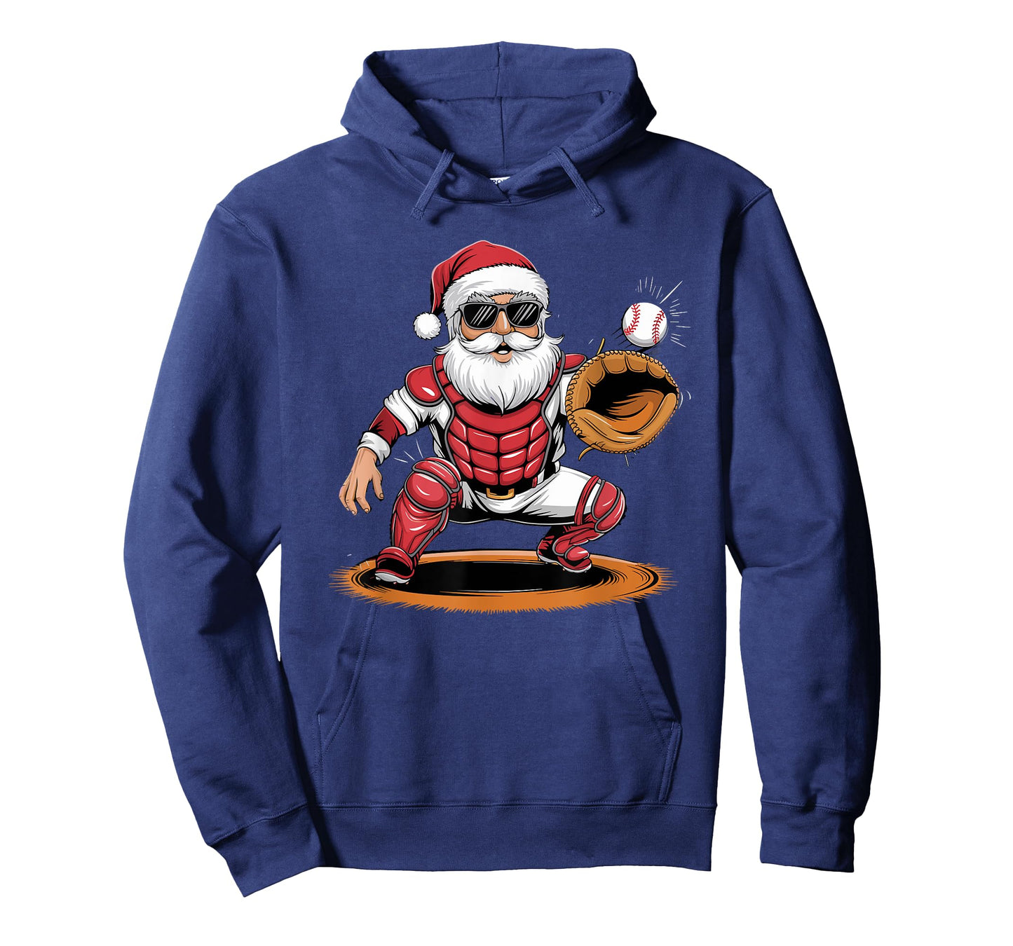 Santa Playing Baseball As Catcher Boys Teens Christmas T-Shirt