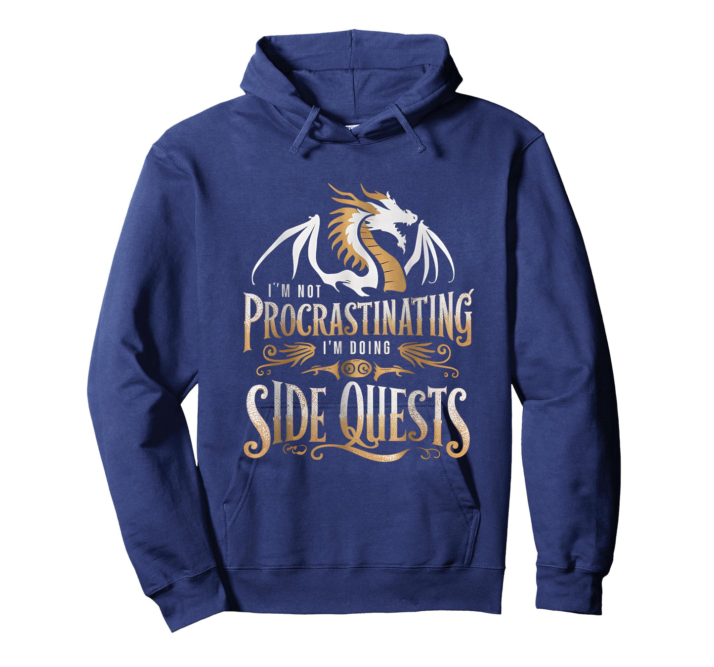 Epic Gamer Fantasy Adventure Apparel I'm Not Procrastinating I'm Doing Side Quests Dragon T-Shirt, Small, Black