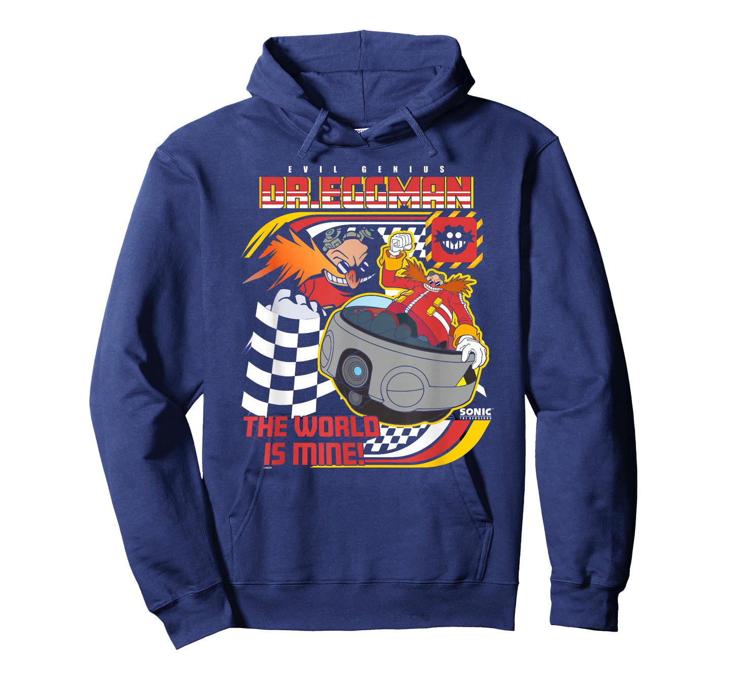 Sonic The Hedgehog Dr Eggman Speeder Race Retro Chest Poster T-Shirt